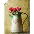 artland artprint drie rozen in een oude kan in vele afmetingen  productsoorten -artprint op linnen, poster, muursticker - wandfolie ook geschikt voor de badkamer (1 stuk) roze