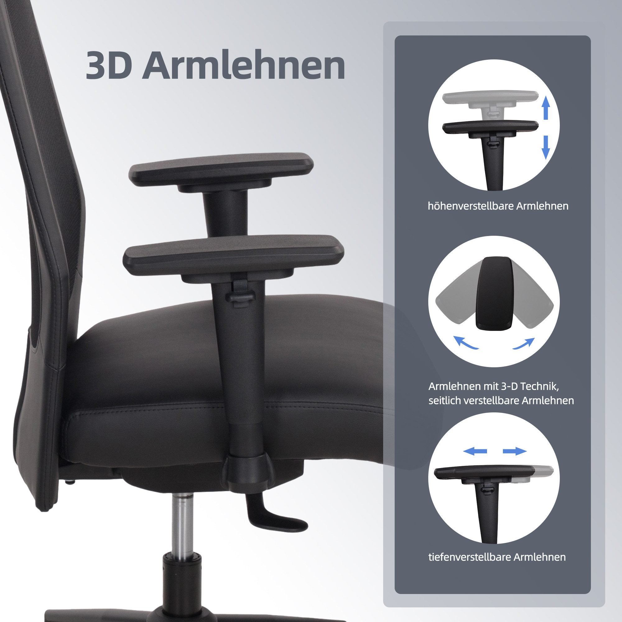 Places of Style Bureaustoel SERRIA 3-d armleuningen, zitdiepte- en hoogteverstelling, neksteun (1 stuk)