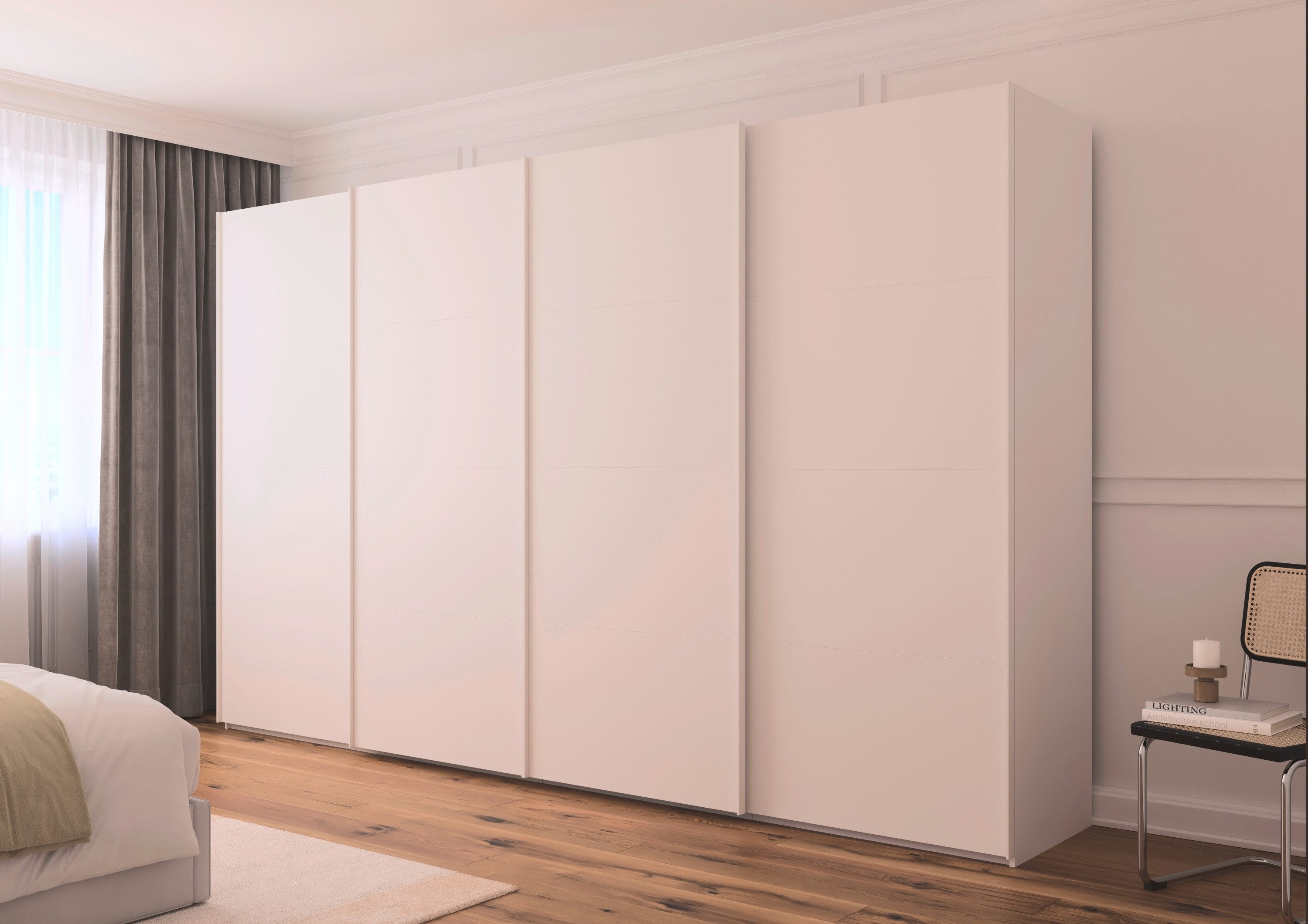 rauch Schuifdeurkast Kledingkast Kast Garderobe Slaapkamerkast SCALE-FYRA edel vierdelige deuren veel kleuren en handgreep-kleuren made in germany