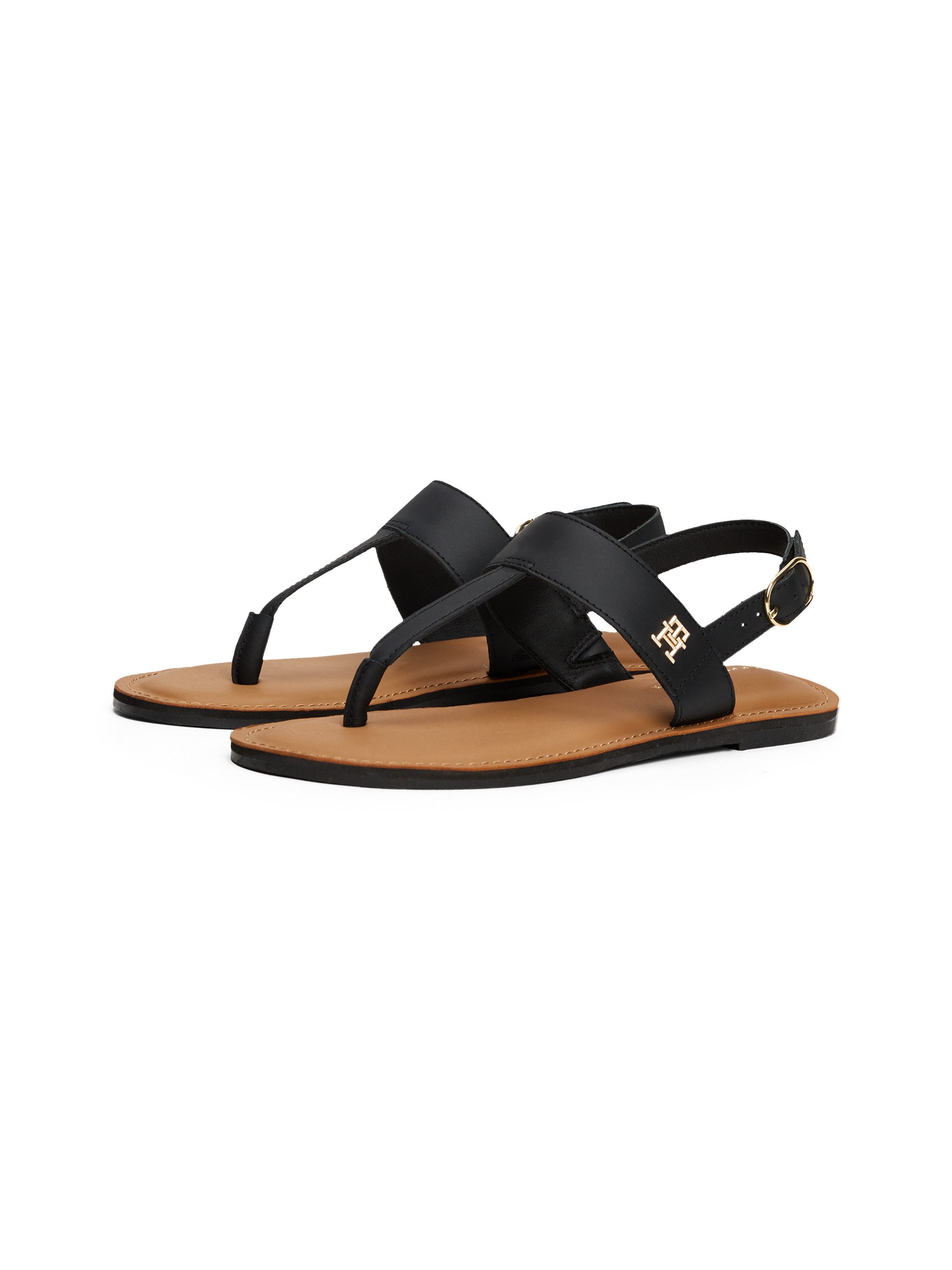 Tommy Hilfiger Sandalen LEATHER THONG SANDAL , sandaal, zomerschoen, flats met teenband