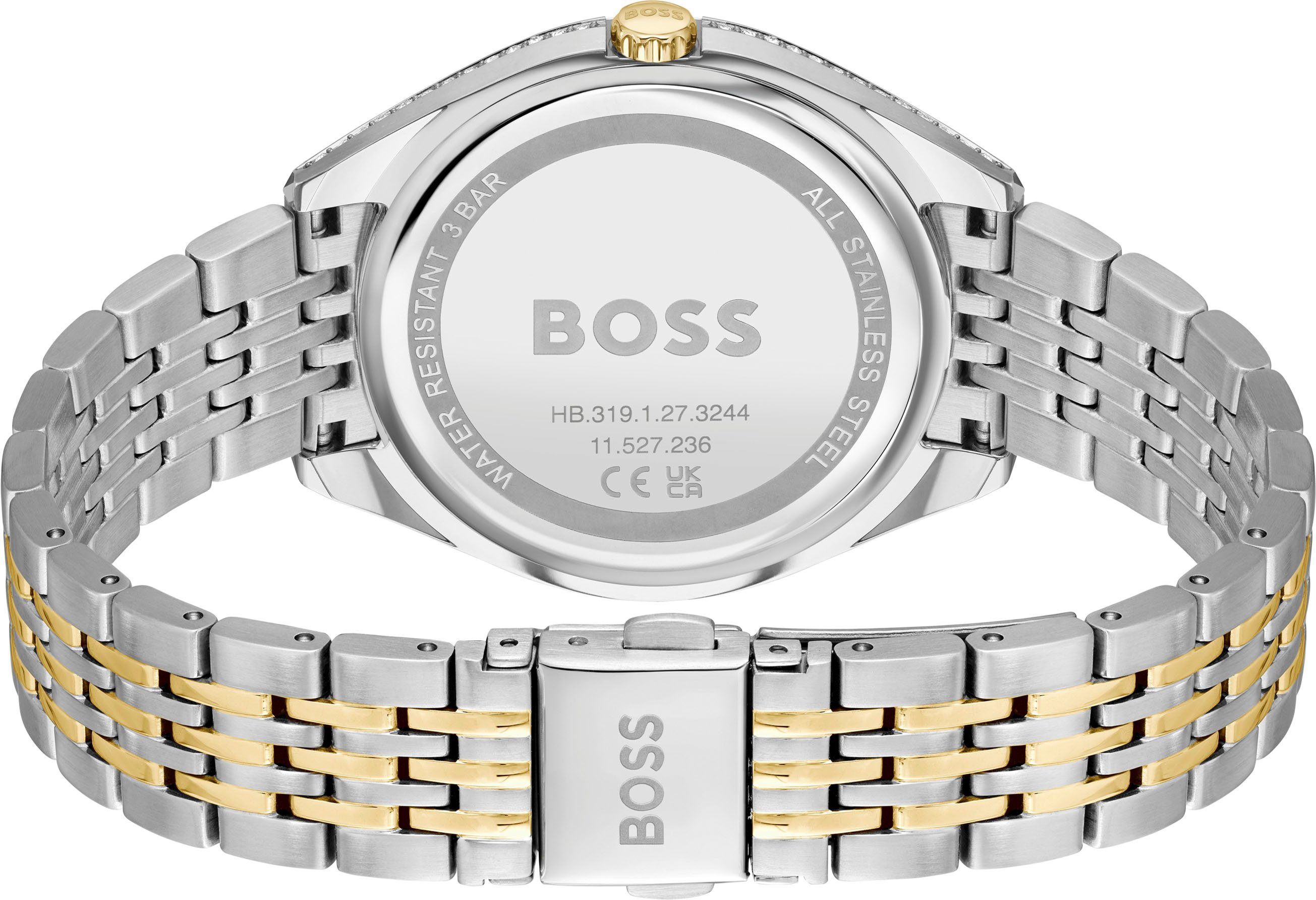 Boss Multifunctioneel horloge SAYA Quartz horloge, dameshorloge, armbanduhr, glaskristallen, roestvrijstalen band