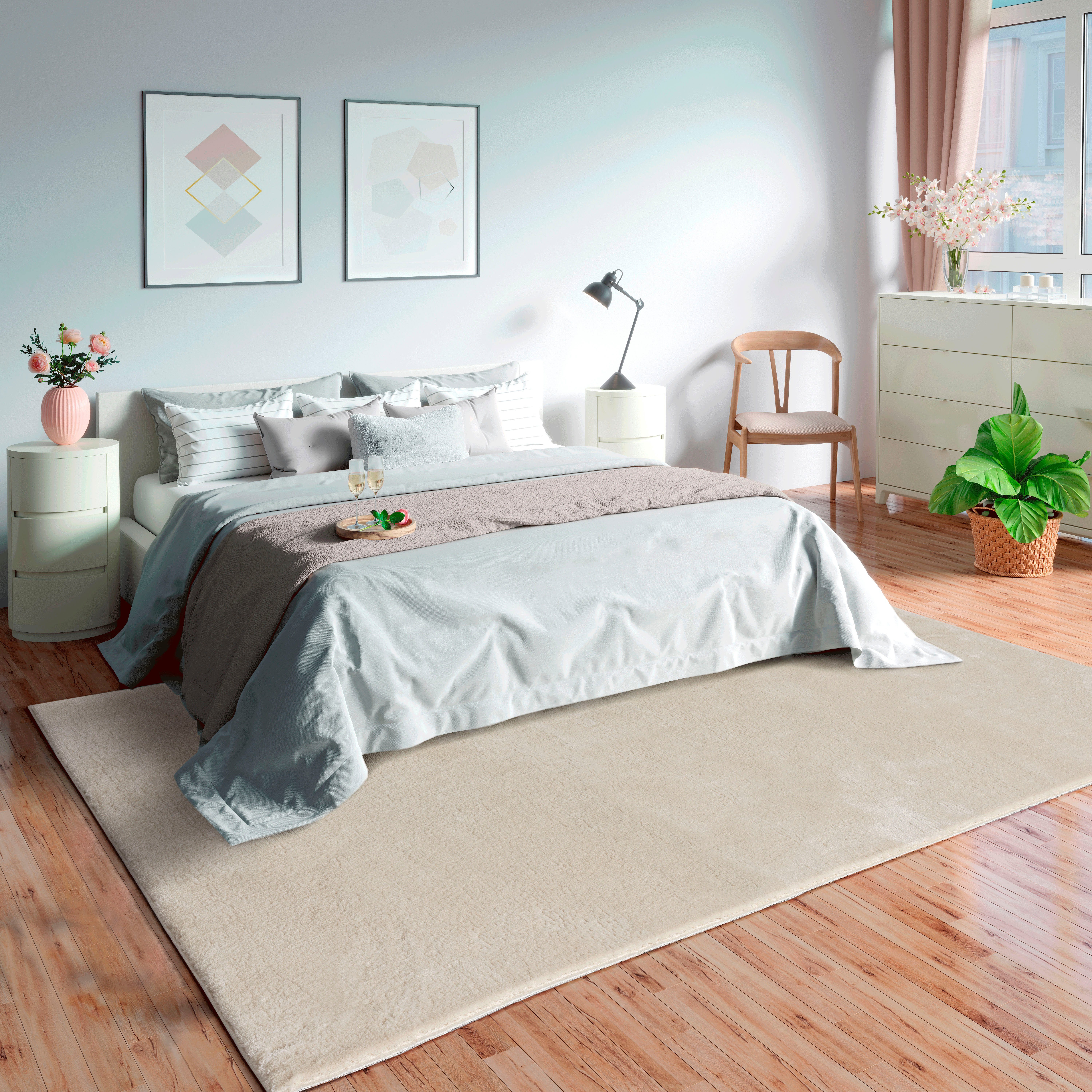 merinos Vloerkleed Loft 37, vloerkleed van imitatiebont zacht en knus, bont gevoel, anti-slip onderkant,