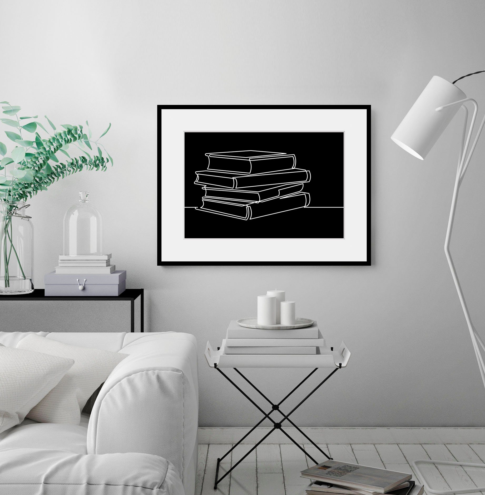 queence Wanddecoratie Paige HD premium posterdruk incl. houten lijst (1 stuk) schilderijen zwart
