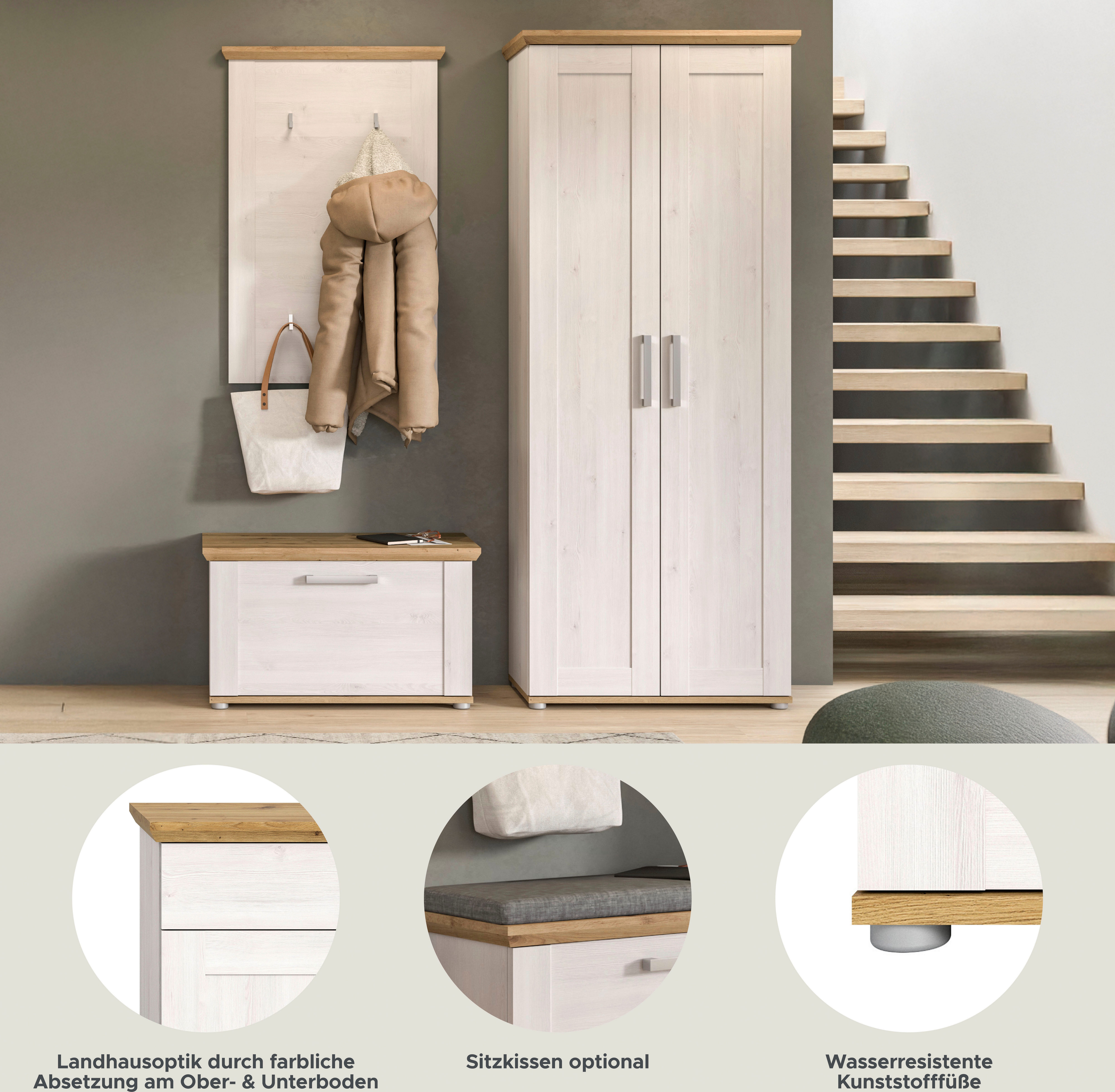 Home affaire Halmeubelset Cosenza, Breedte ca. 175 cm, 2-kleurig, 3-delig, bestaande uit: (3-delig)
