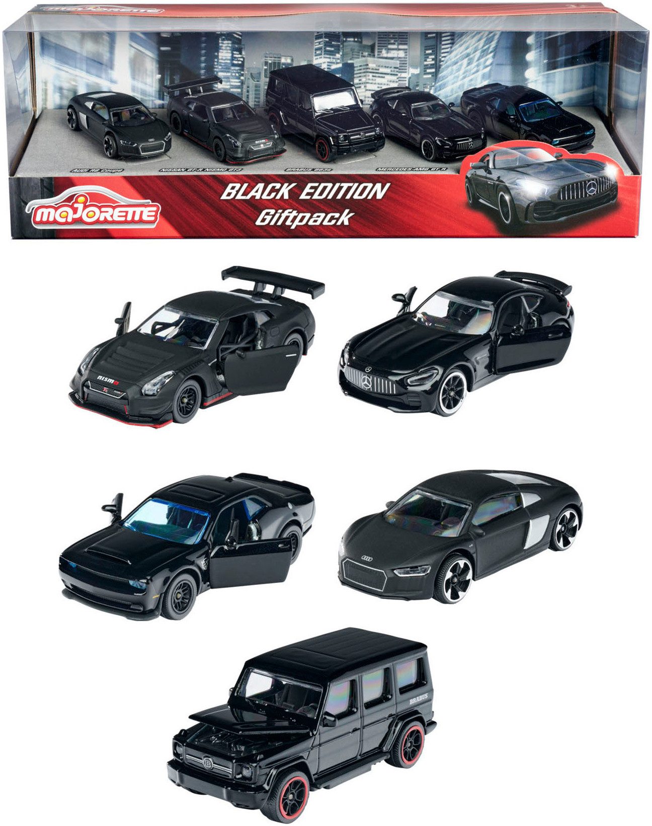 majORETTE Speelgoedauto Black Edition 5 Pieces Giftpack