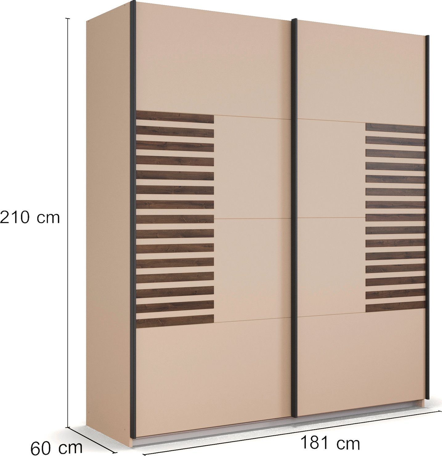 rauch Zweefdeurkast Kledingkast Kast Garderobe Slaapkamerkast BAREA Front met oplage in moderne lamellen-look MADE IN GERMANY