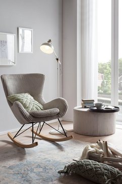 salesfever schommelstoel bekleding in moderne corduroy-look grijs