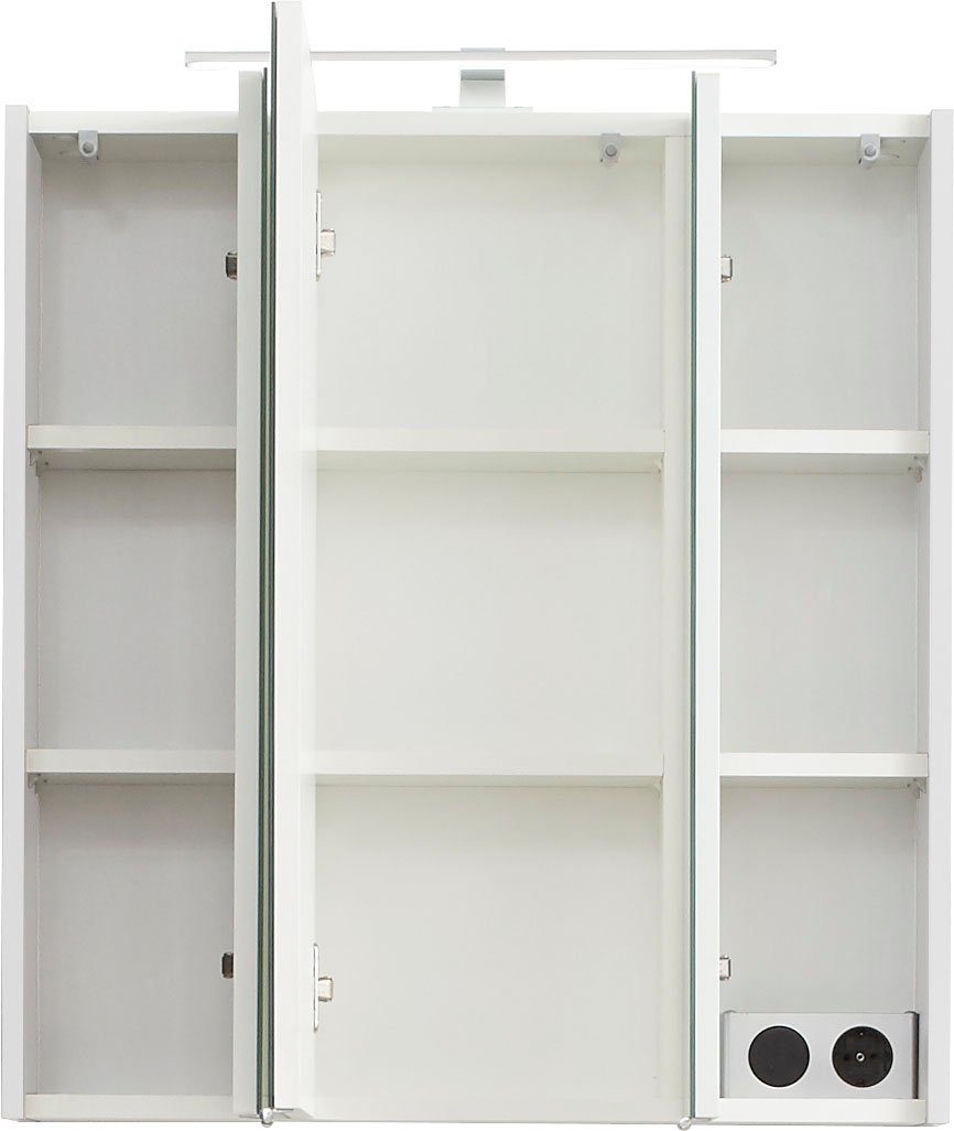 Saphir Badkamerserie Quickset 3-delig, wastafelonderkast met led-spiegelkast Middelgrote kast, incl. deurdemper, 7 deuren, 1 niche, bad-set, greeploos (7-delig)