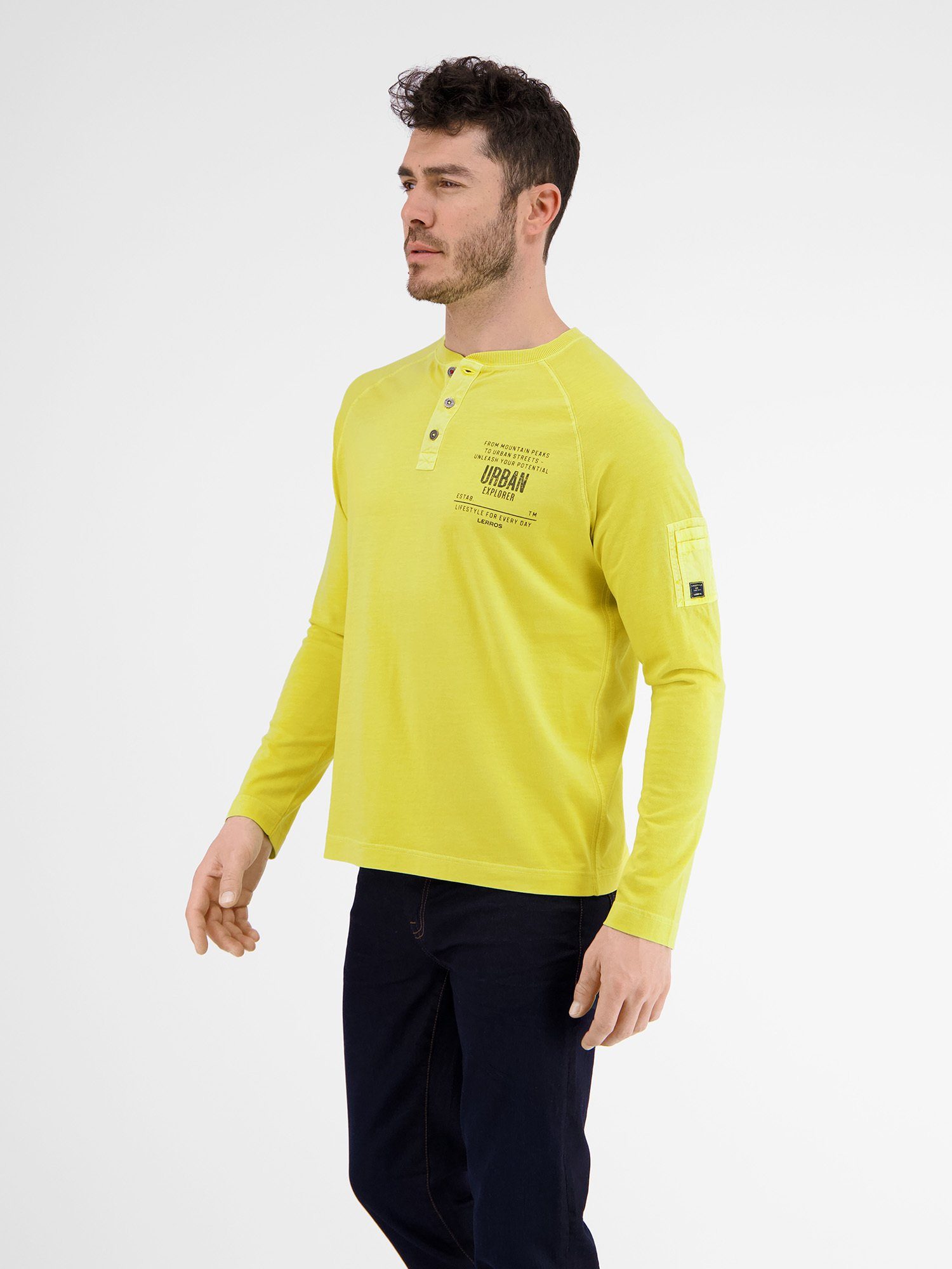 Lerros Shirt met lange mouwen LERROS longsleeve met serafino kragen