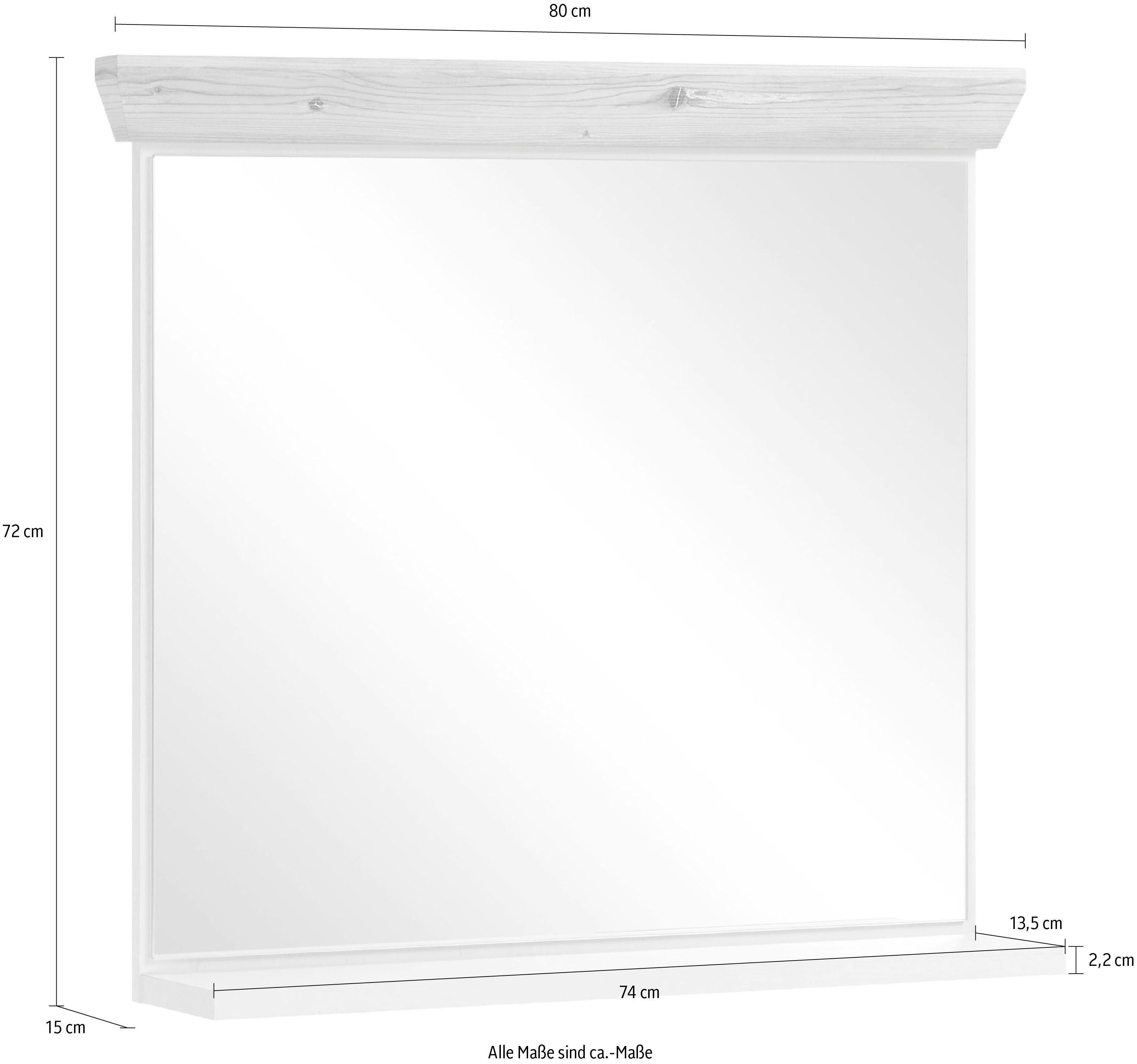 Home affaire Badspiegel Florenz, spiegel in landhuisstijl in pinie wit, met opbergruimte, breedte 80 cm