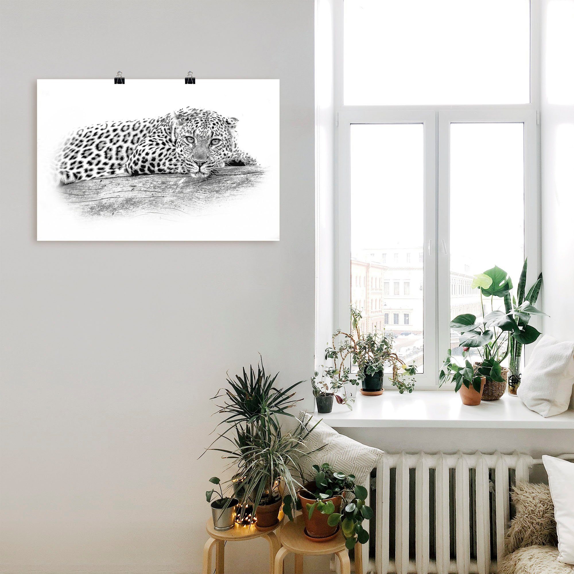 Artland Artprint Luipaard highkey look als artprint van aluminium, artprint op linnen, muursticker of poster in verschillende maten