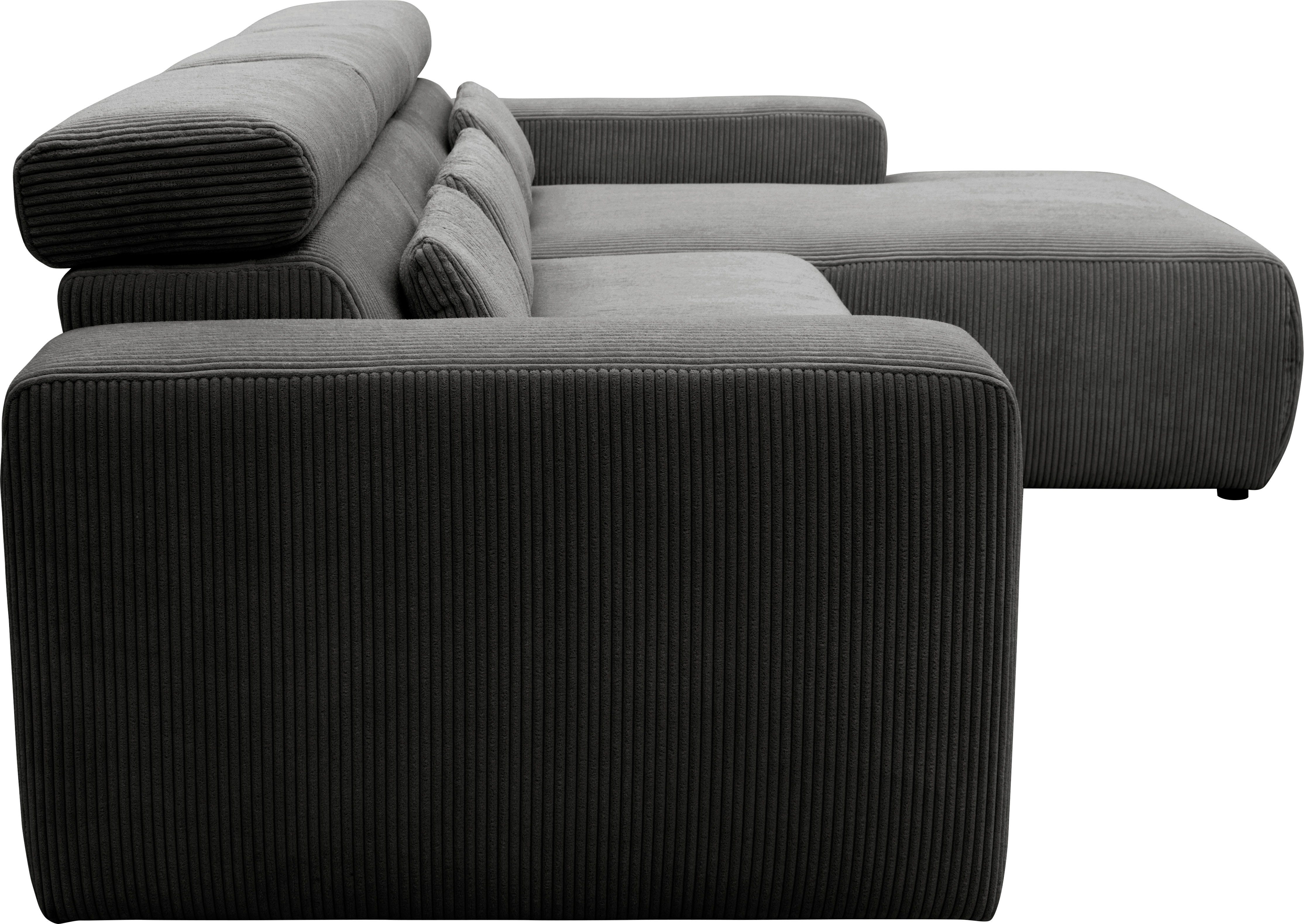 DOMO collection Hoekbank Brandon B/D/H: 289/177/80 cm, keuze met zitdiepteverstelling, L-vorm