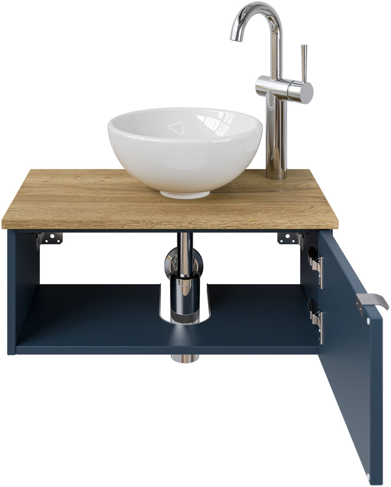 Saphir Wastafelonderkast Serie 6915 wastafel met onderkast voor gastenbadkamer, tweede toilet (3-delig)