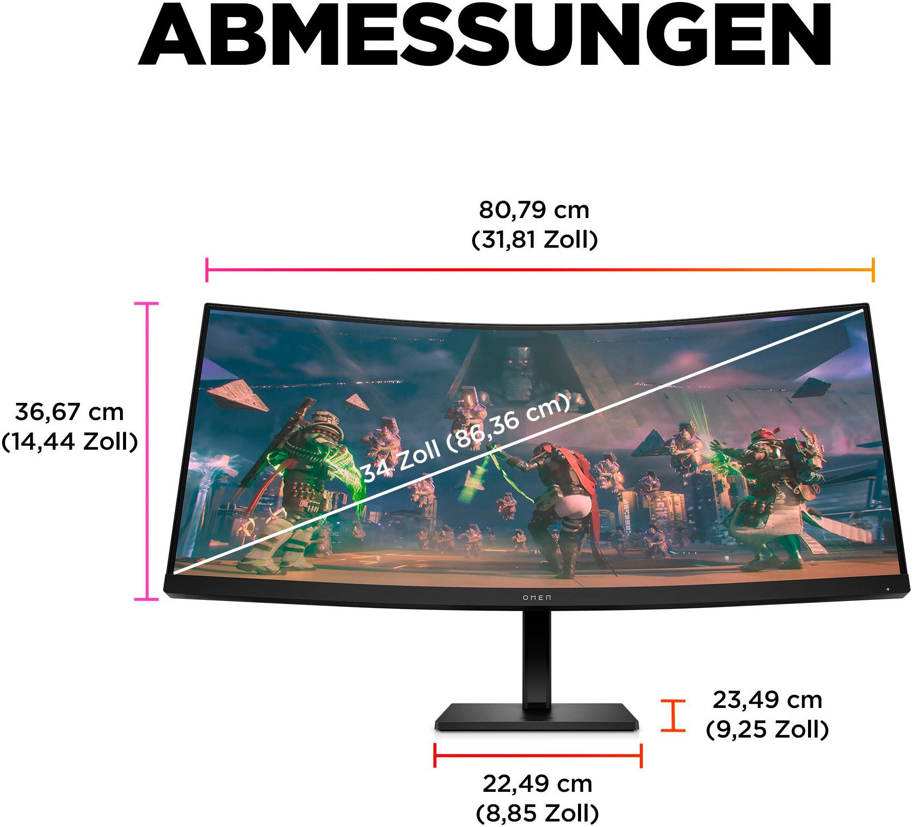 HP Curved-gaming-monitor OMEN 34c (HSD-0159-A), 86,4 cm / 34", WQHD