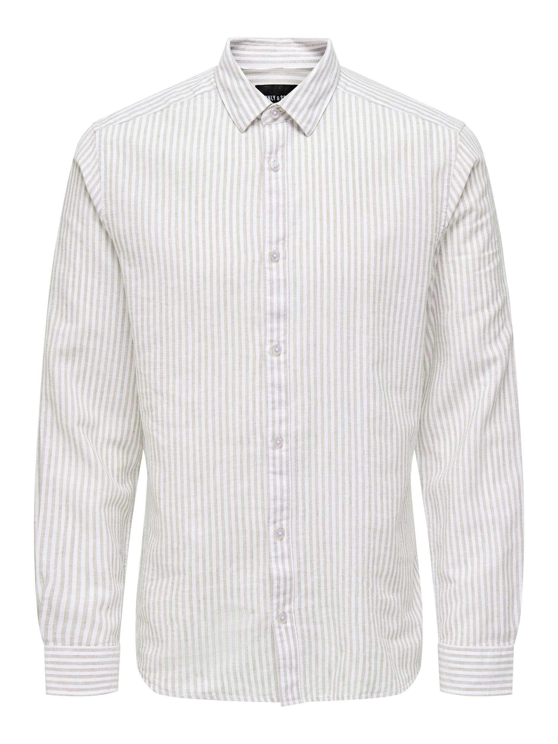 ONLY & SONS Overhemd met korte mouwen ONSCAIDEN LS STRIPE LINEN SHIRT 660 NOOS