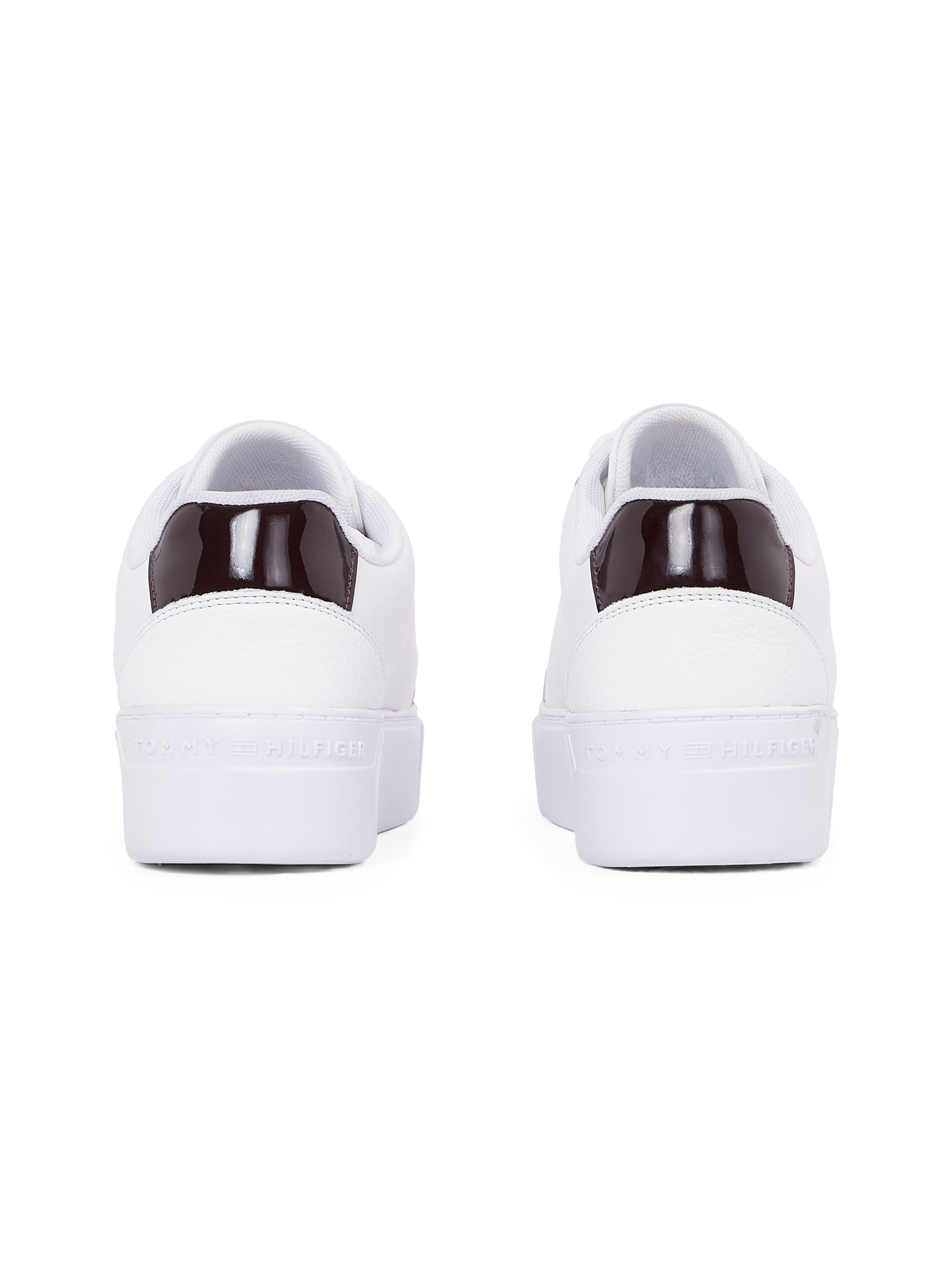 Tommy Hilfiger Plateausneakers TH PLATFORM COURT SNEAKER , vrijetijdsschoen, lage schoen, veterschoen, contrastafwerking aan de hak