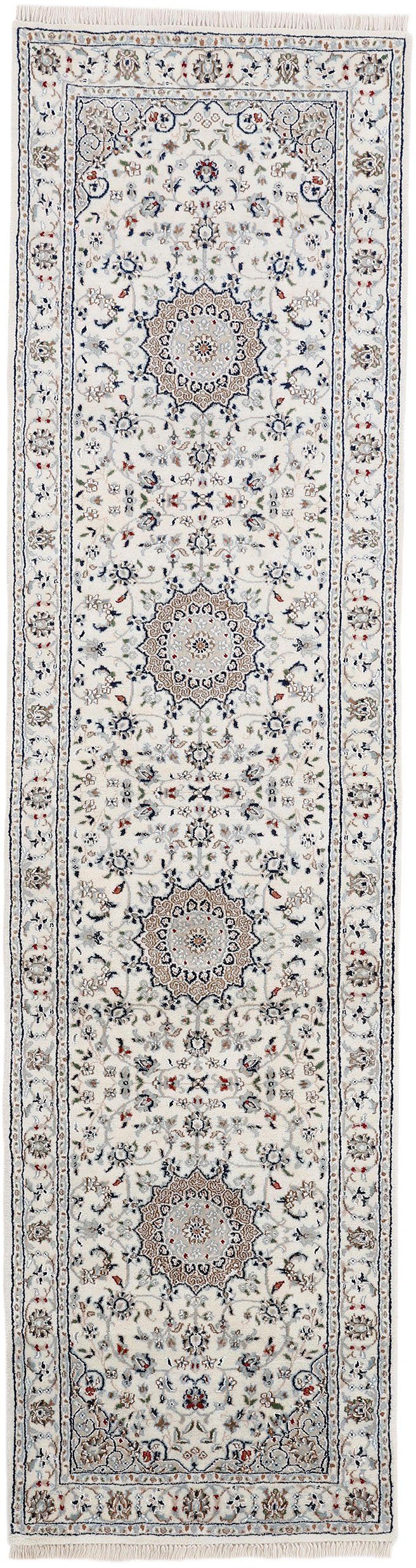 Woven Arts Loper Oosters tapijt Nain met de hand geknoopt, woonkamer, zuivere wol lopers maat 80 cm x 300 cm x 15 mm beige