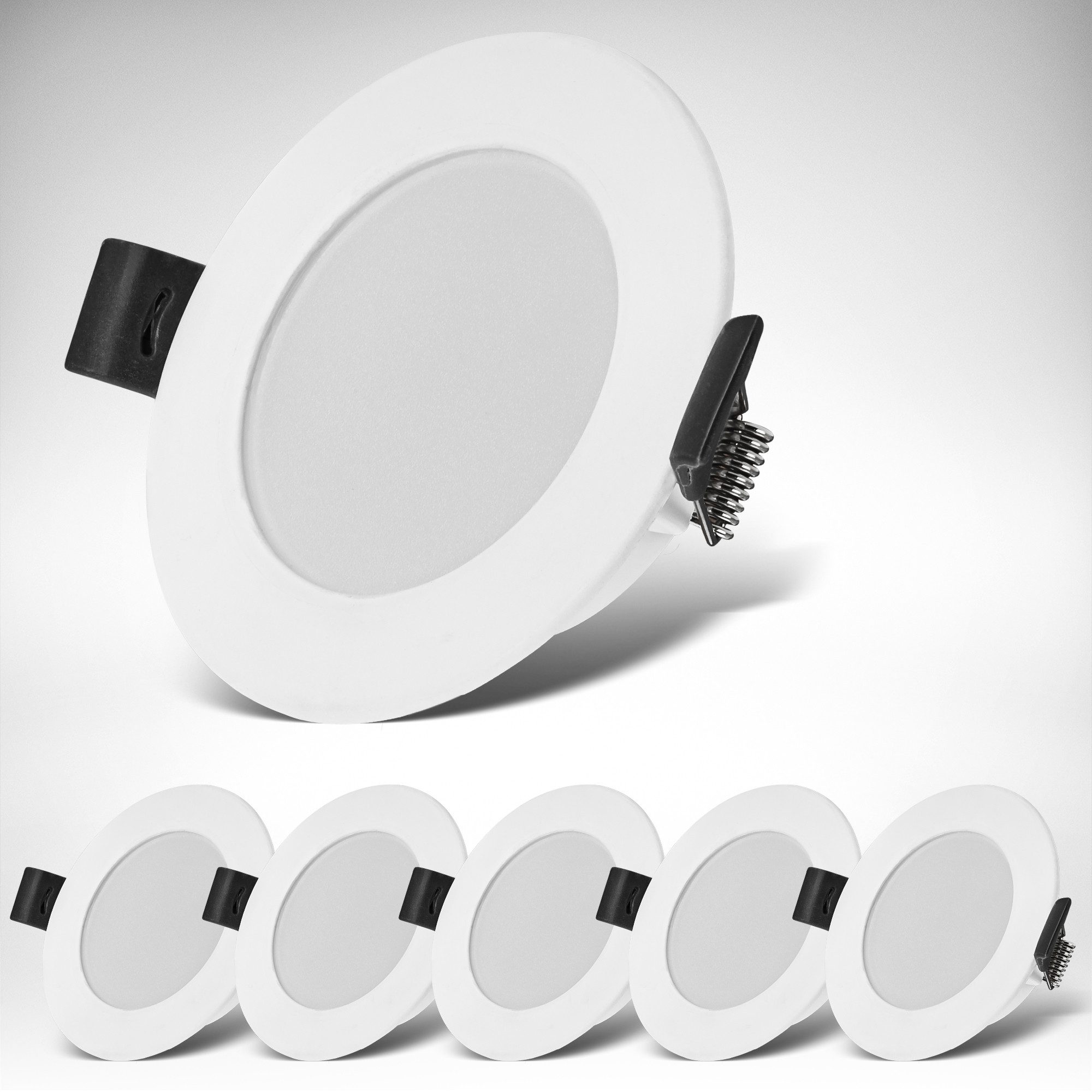B.K.Licht Ledinbouwlamp 6-delige set badkamer inbouwspots, IP44 beschermd, platte LED inbouwspots (6 stuks)