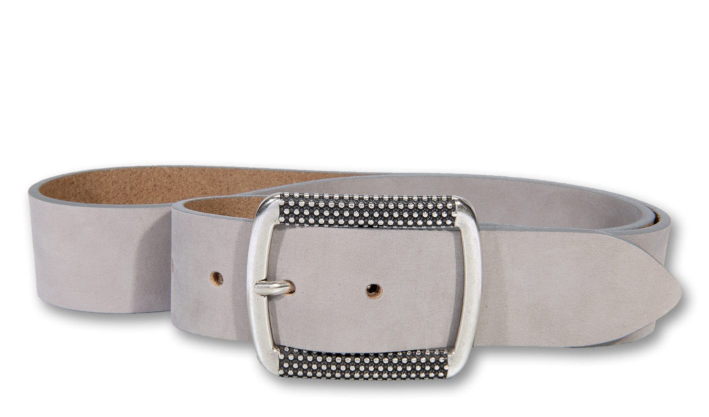 Silbergift Leren riem dames brede riemen maat 85 grijs