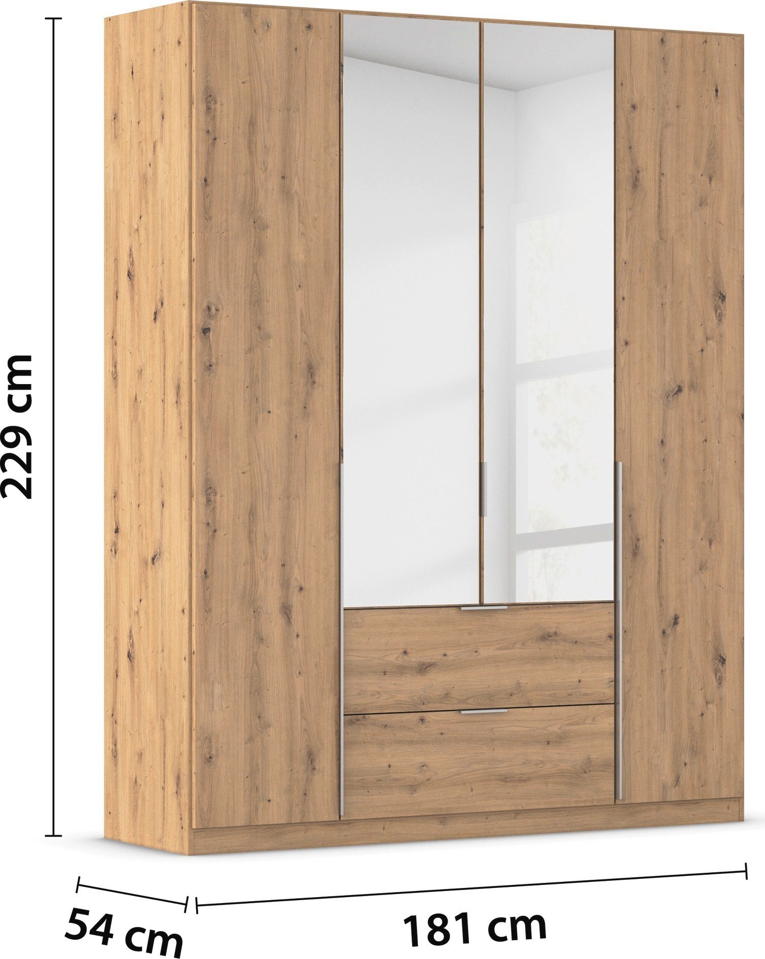 rauch Draaideurkast Kledingkast kast garderobe AGORDO met decor- of hoogglansfront