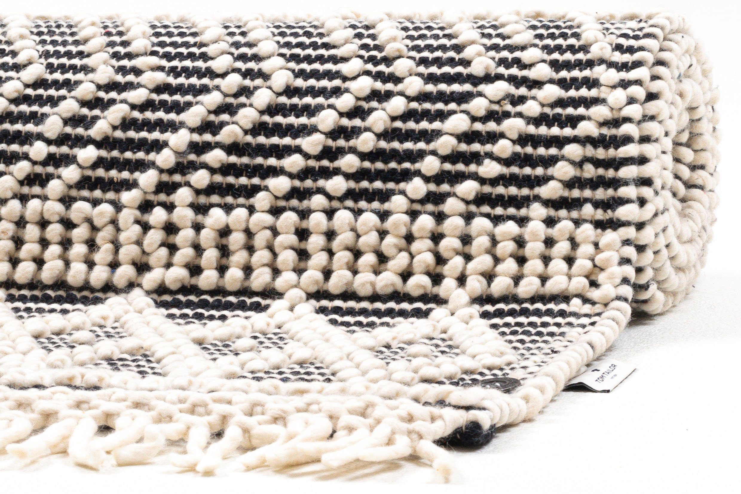 TOM TAILOR HOME Vloerkleed Coloured Macrame Handgeweven vloerkleed, zuivere wol, met de hand geweven, met franje, Scandi design