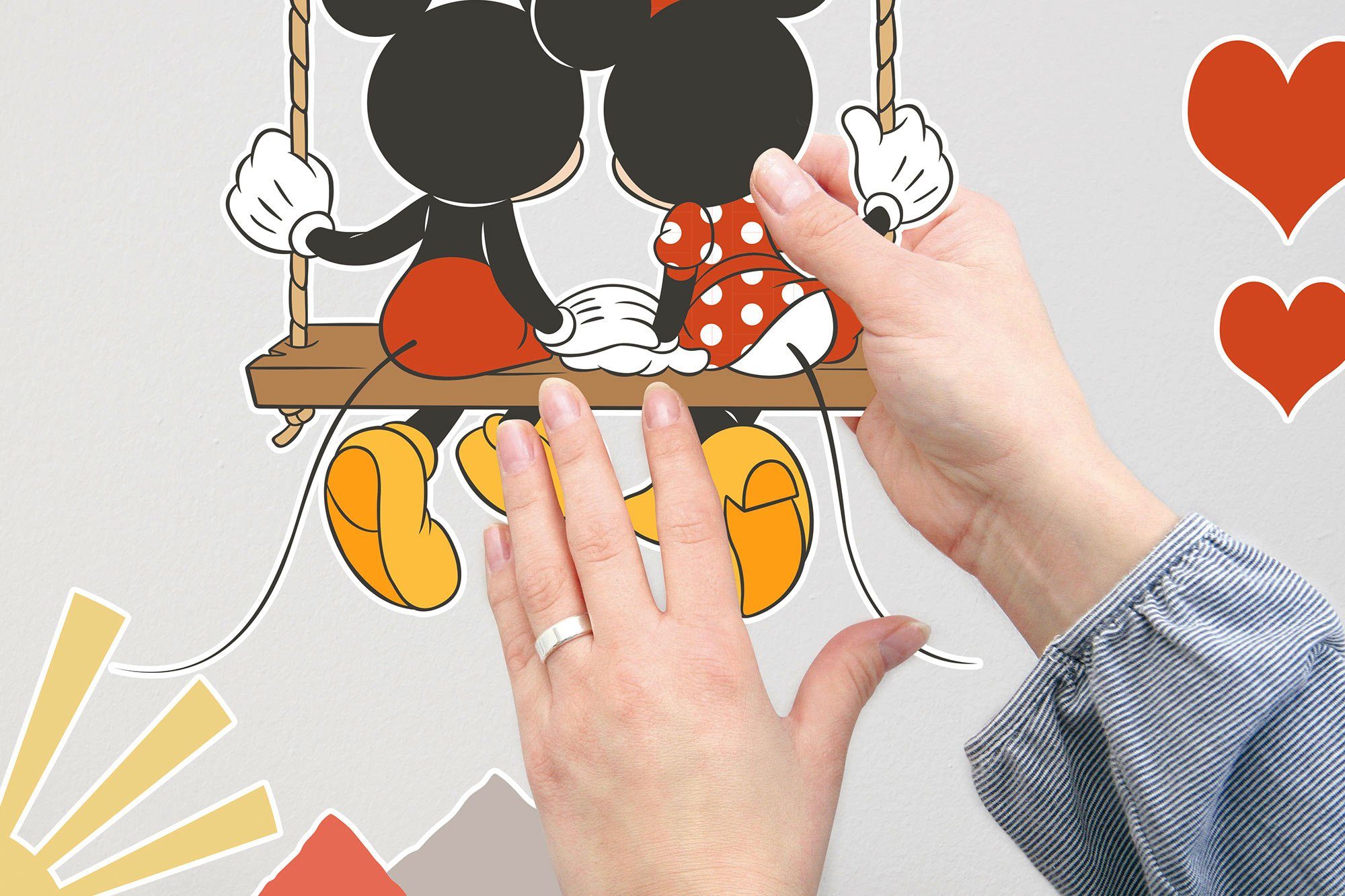 Komar Wandfolie Mickey Swing - afm. 50 x 70 cm zelfklevend, wandstickers, kinderkamer (7-delig)