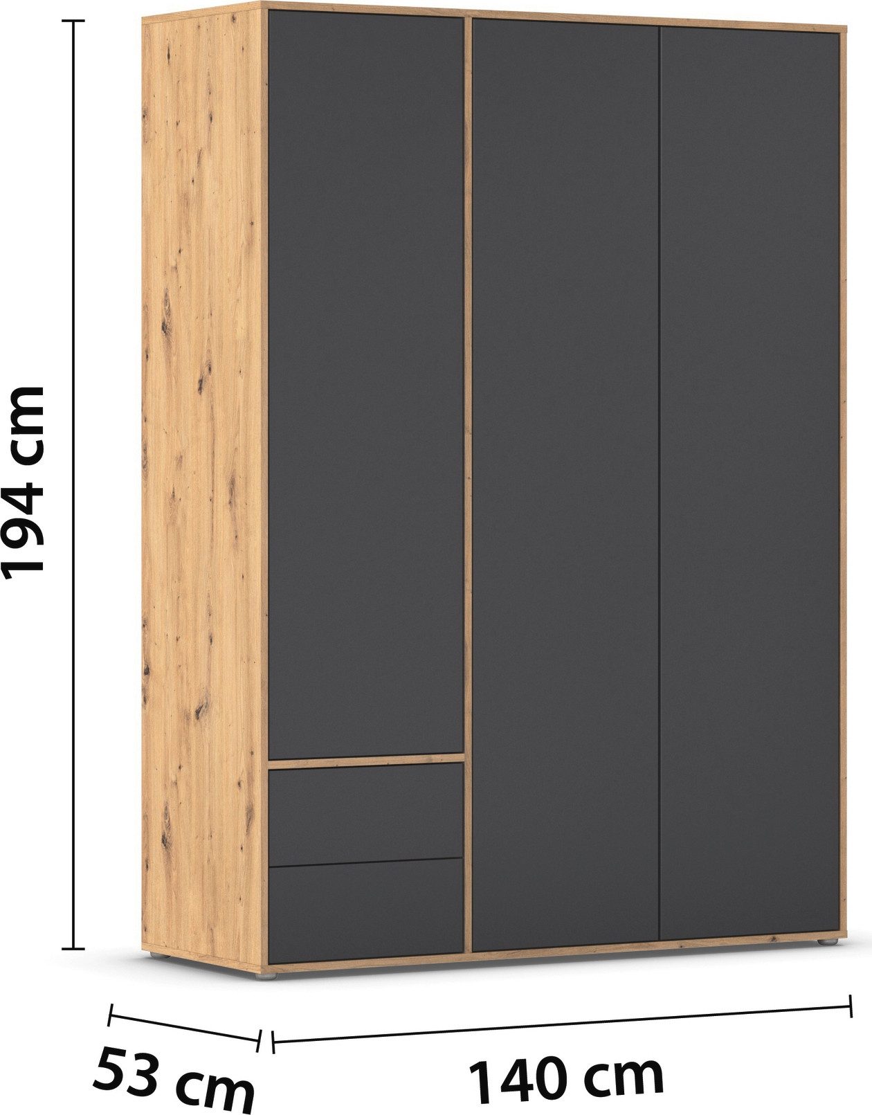 rauch Draaideurkast Kledingkast Kast Garderobe Wasmand NABILA veel Opbergruimte met 2 lades en push-to-open functie topseller made in germany