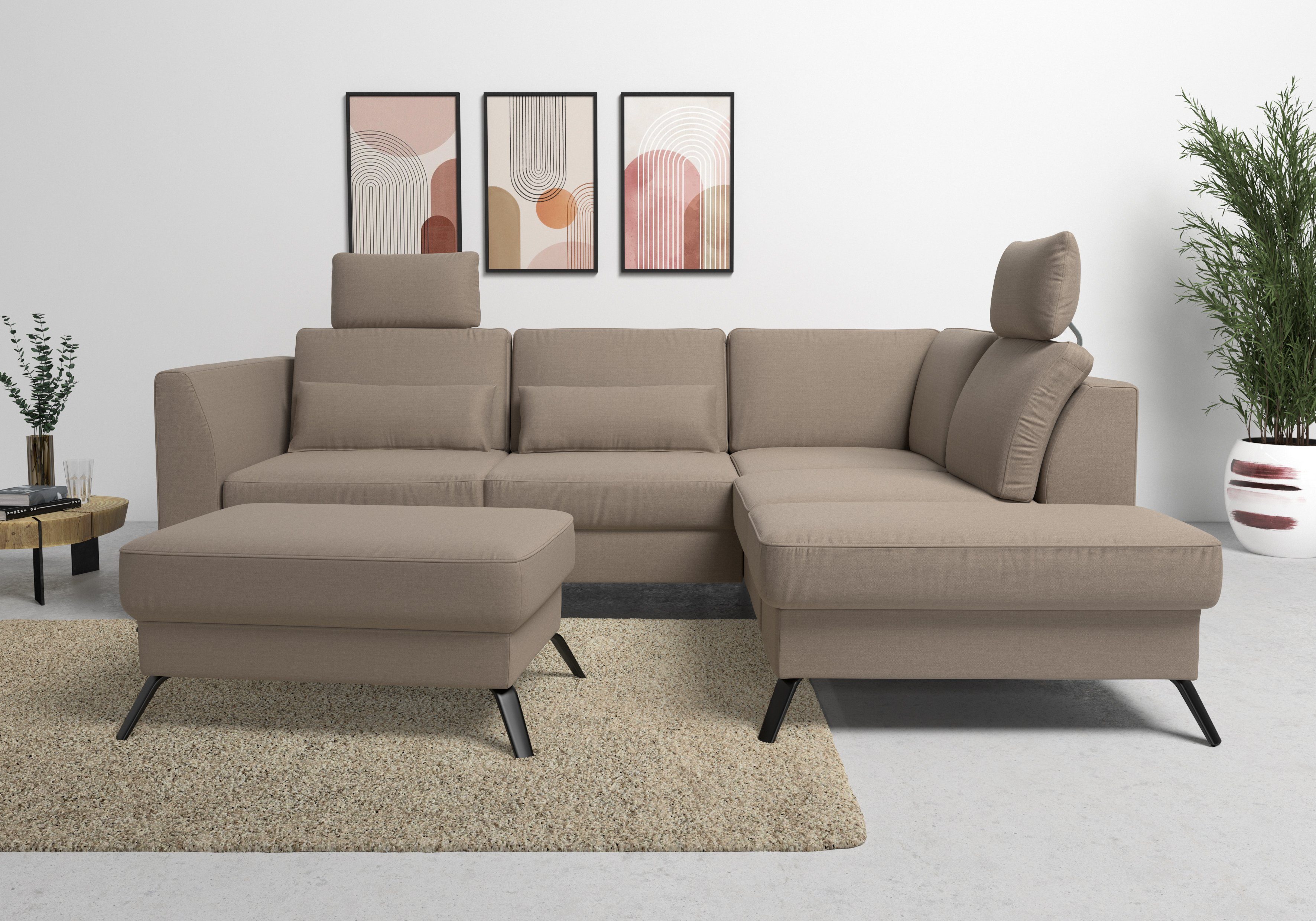 sit&more Hoekbank Olsen L-vorm inclusief zitdiepteverstelling, naar keuze met slaapfunctie, 15 cm hoog