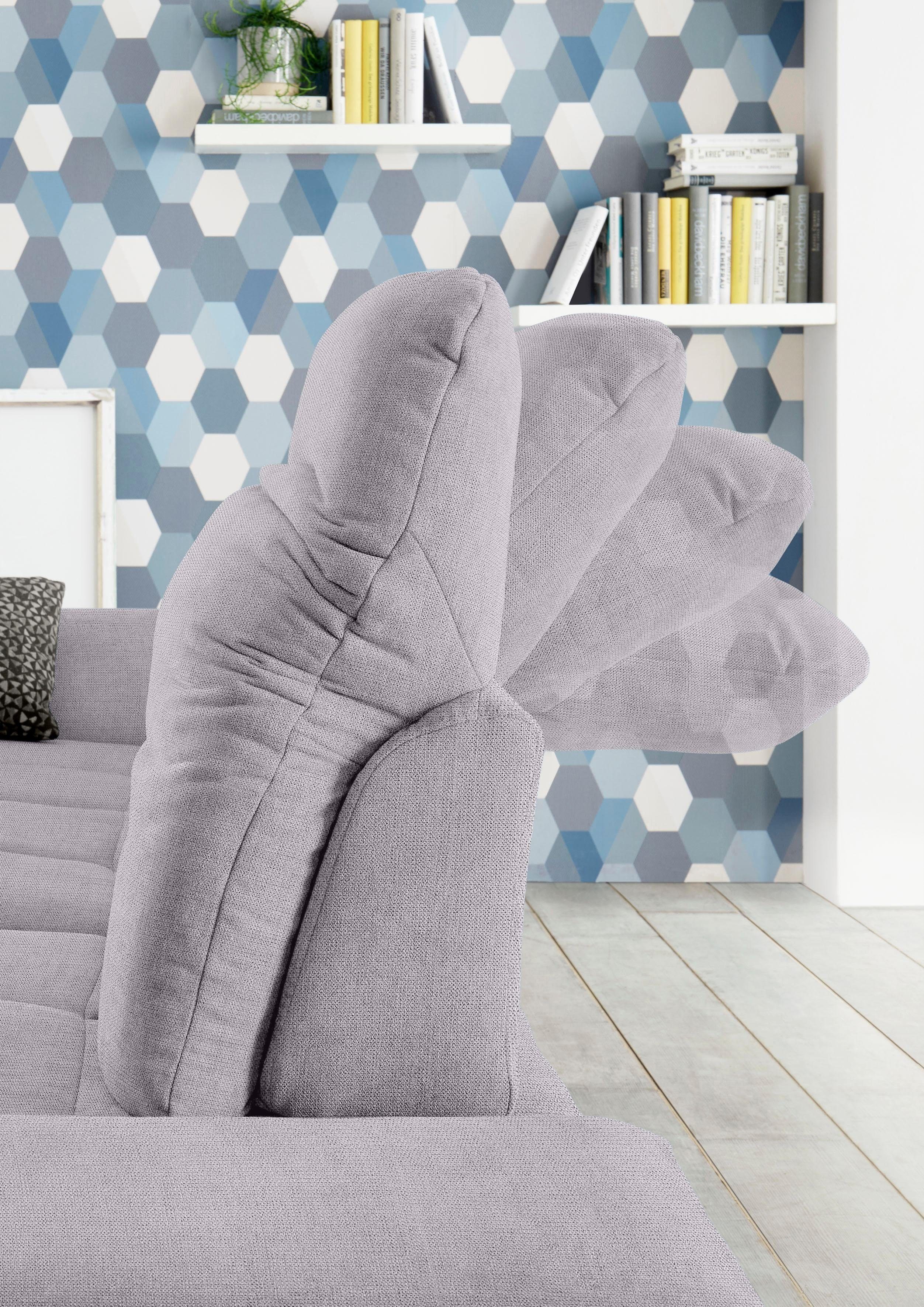 set one by Musterring Hoekbank SO 4100 met comfortabele pocketvering en hoofdeindeverstelling,