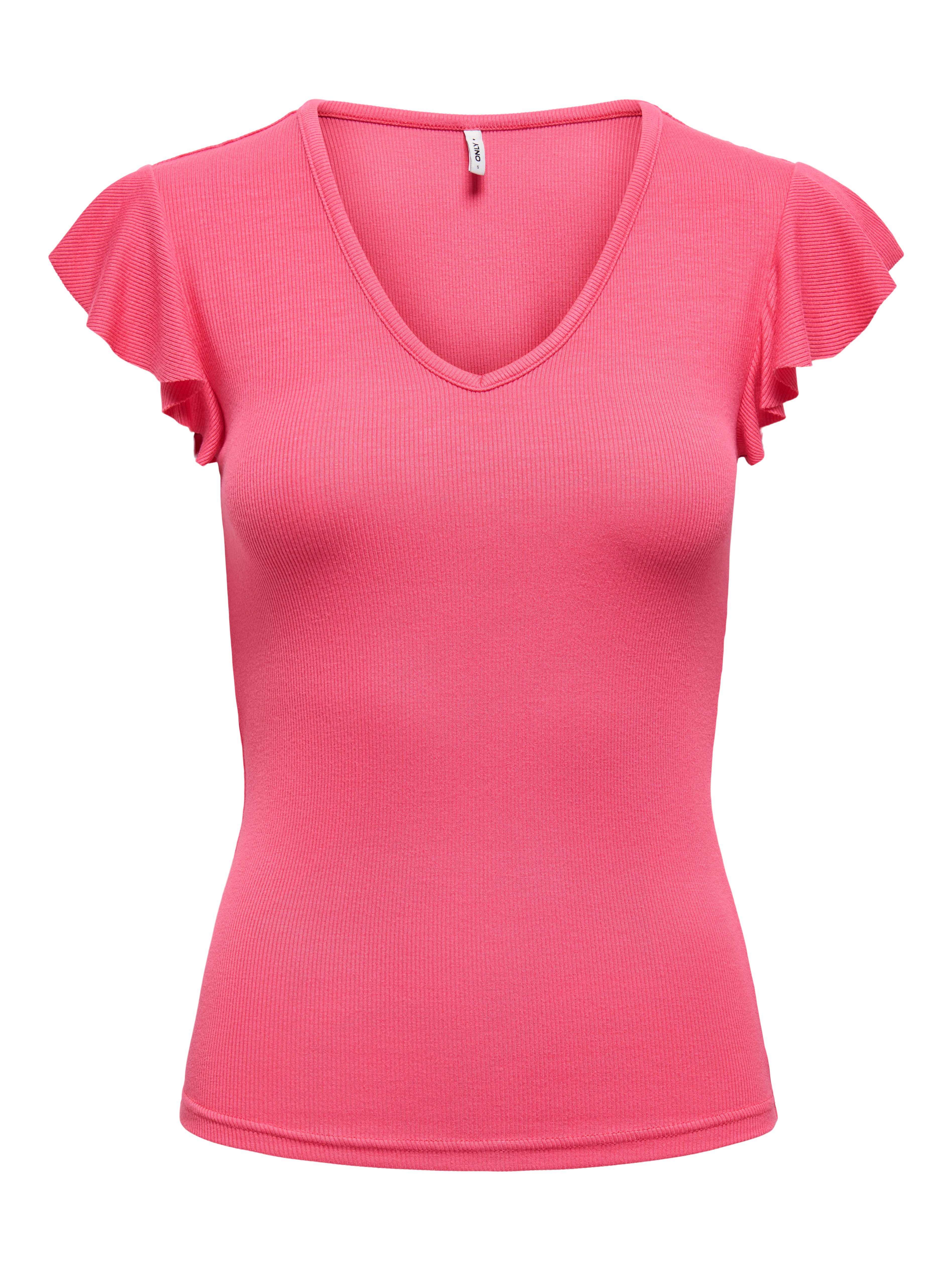 Only Shirt met V-hals ONLBELIA S/L TOP JRS NOOS
