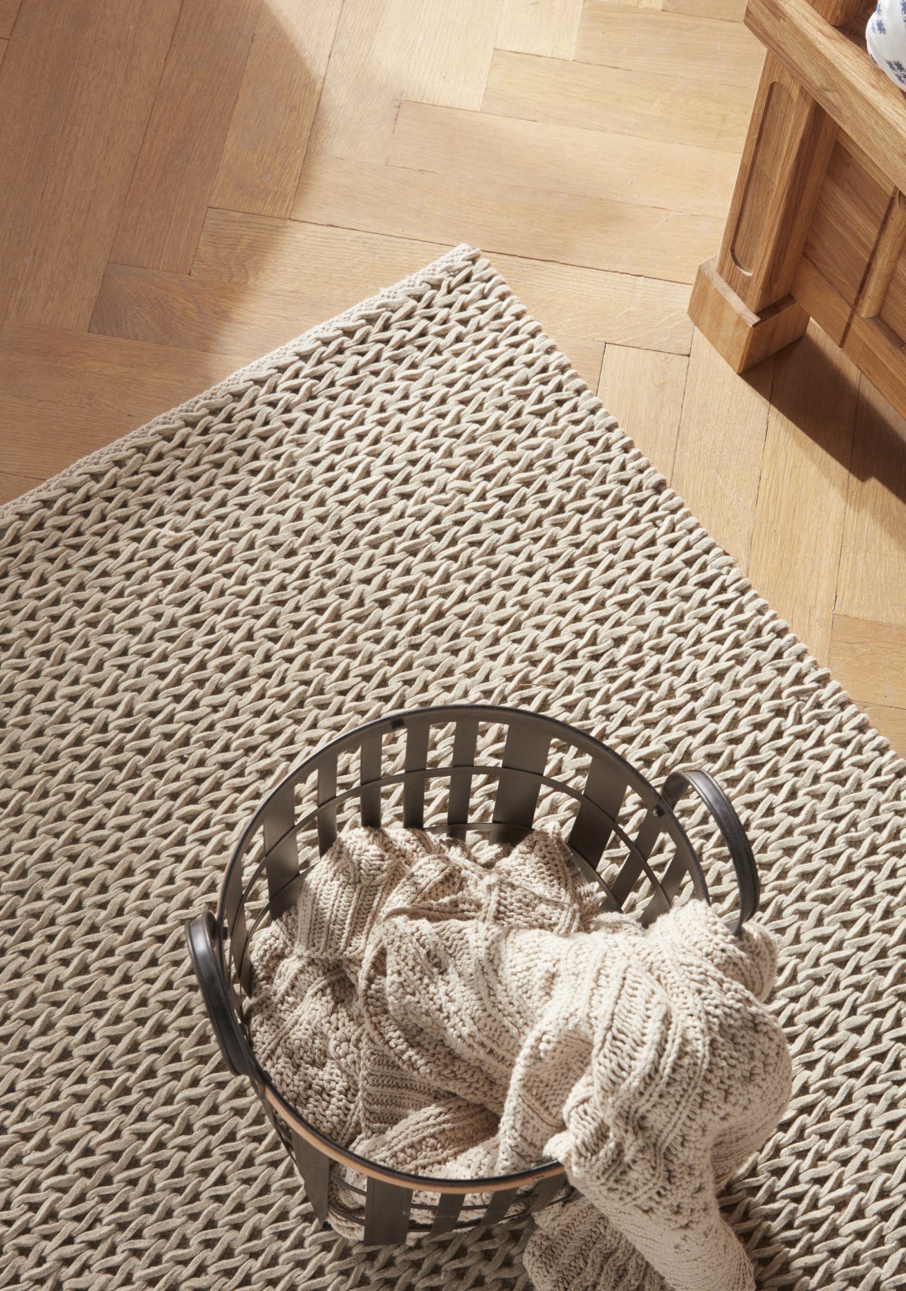 my home Wollen kleed Noyack Handgeweven kleed, tricot-look, met de hand geweven, zuivere wol
