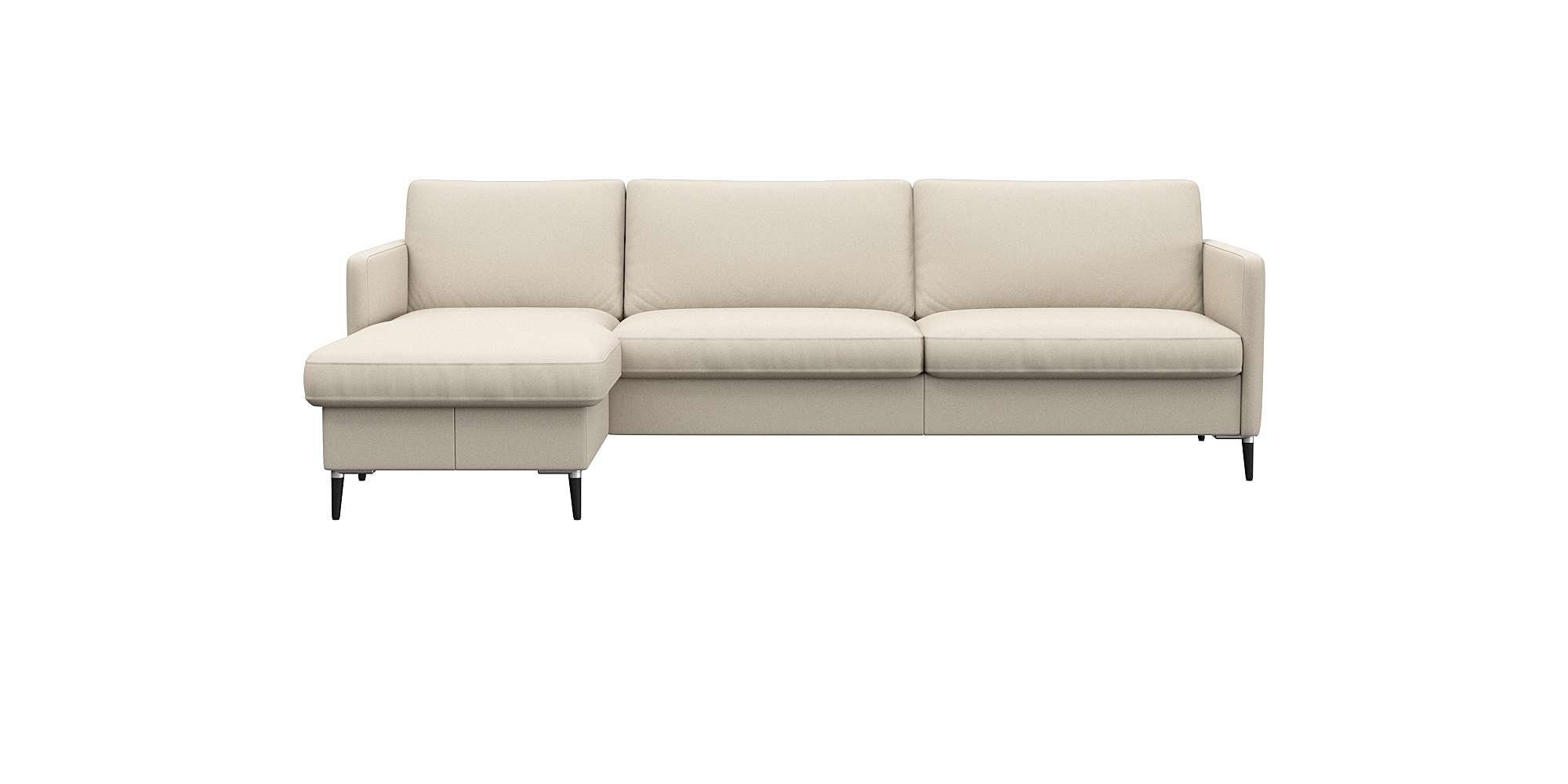 FLEXLUX Hoekbank Fiore, L-vorm smalle armleuningen, koudschuim, poten aluminium + zwart wit, hoekbanken, 247 cm