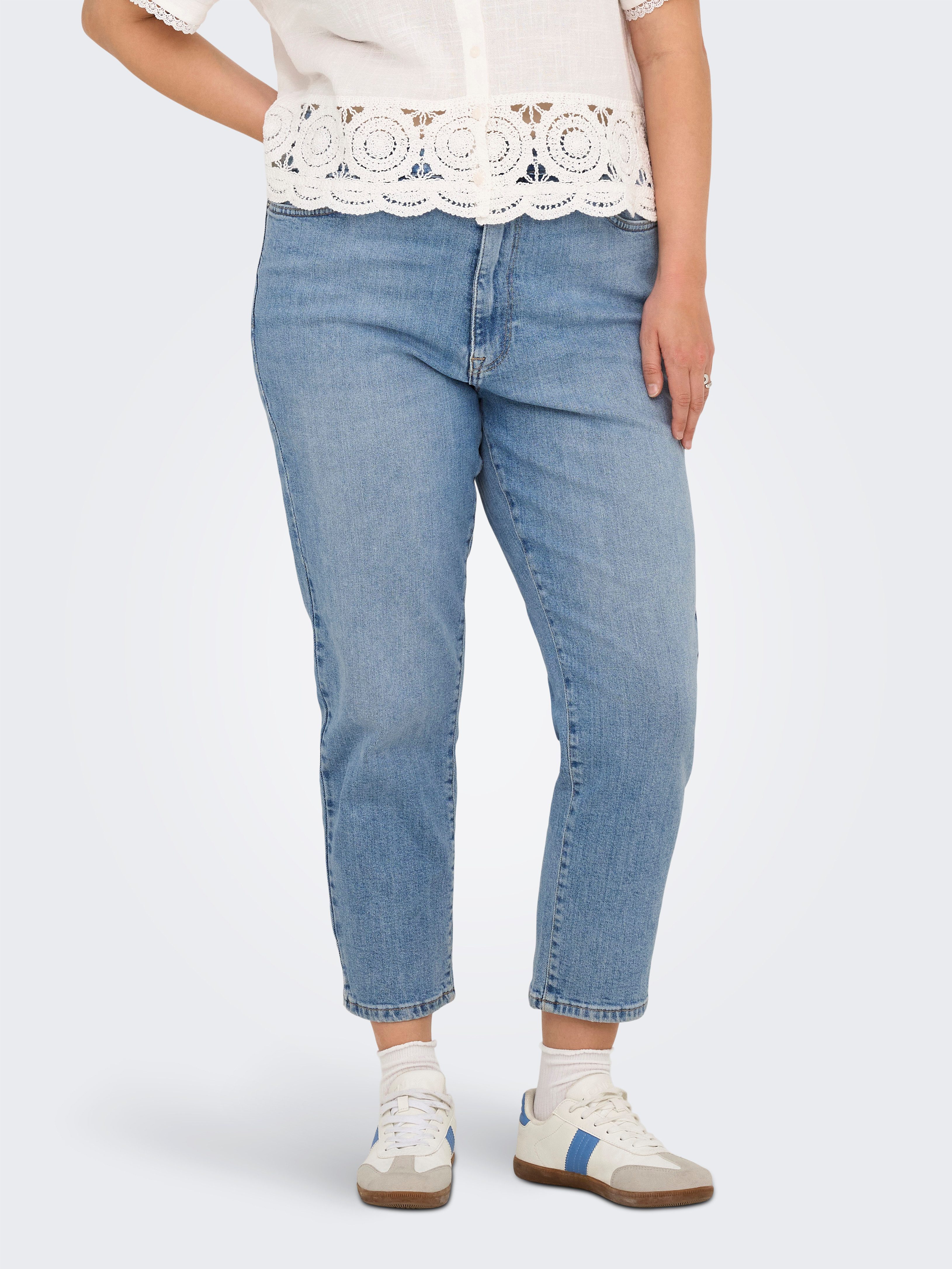 ONLY CARMAKOMA High-waist jeans CAREMILYSTRETCH HW STR ANK DNM CRO1 NOOS dames jeans maat 44 blauw