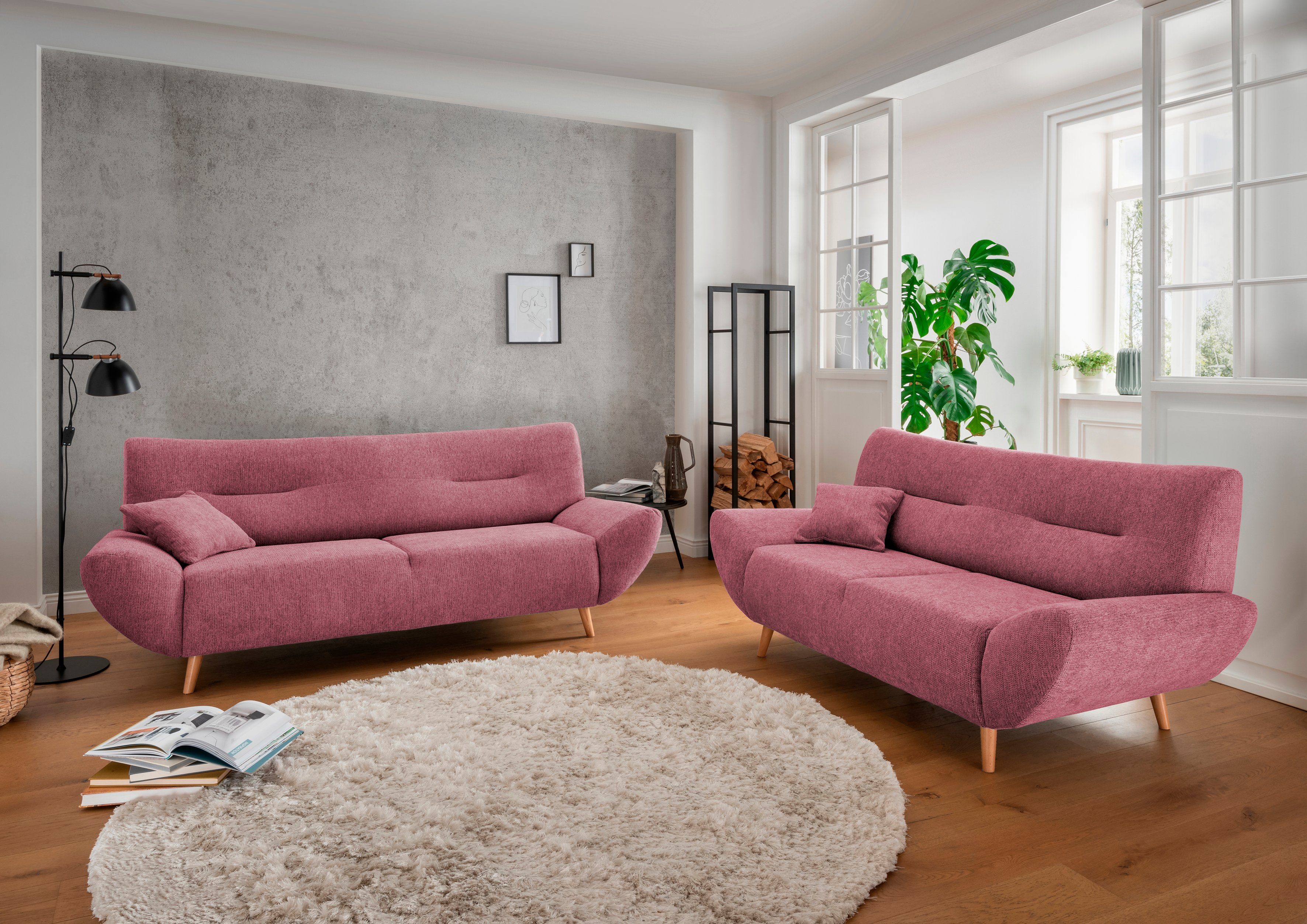 INOSIGN Zithoek Drago, modern en tijdloos, actuele vormtaal, comfortabel leverbaar als fauteuil/hoekbank, diverse stoffen, incl. 2 sierkussens (set,