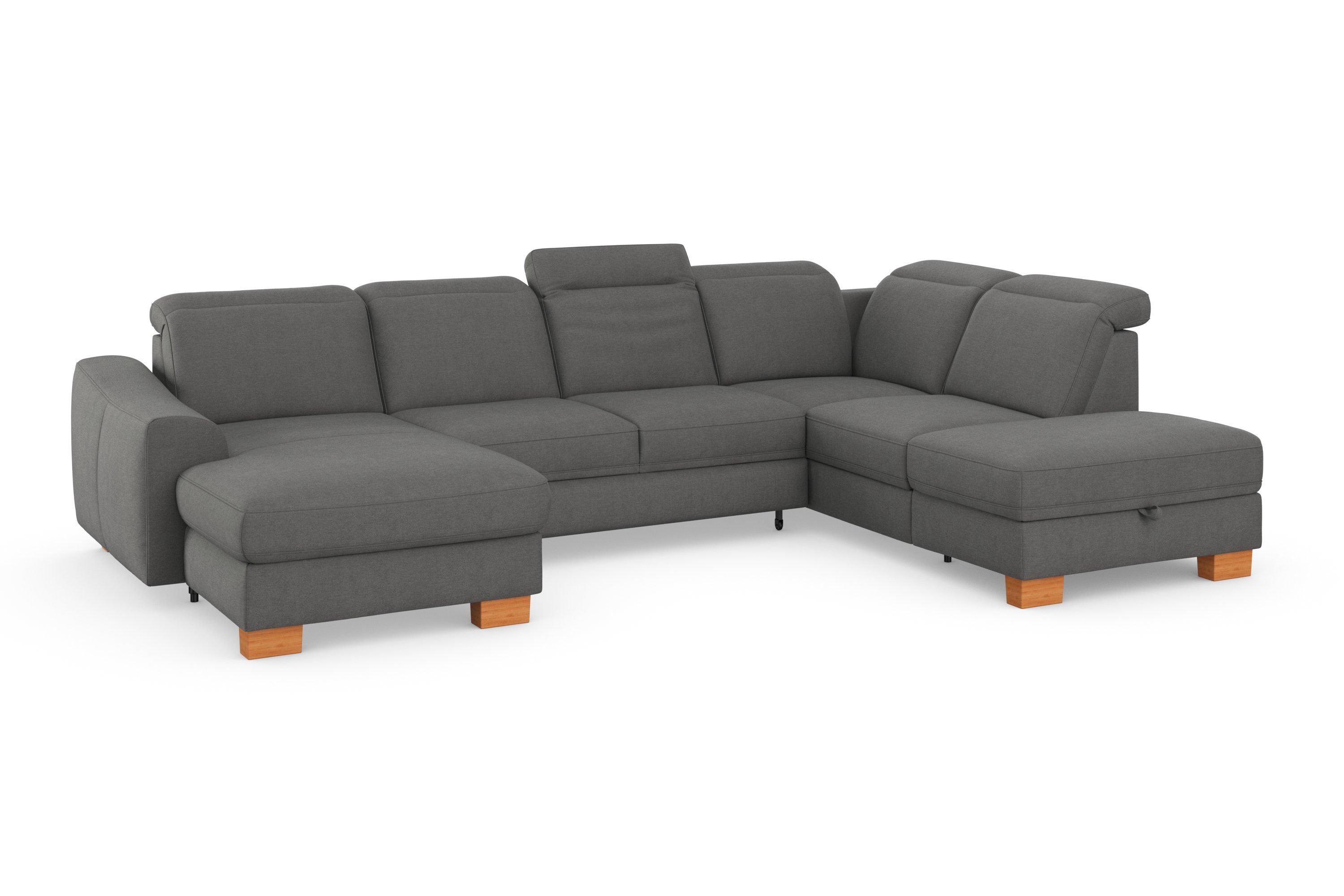 sit&more Zithoek Dundee U-vorm met binnenvering en massief houten poten, naar keuze met verstelbare hoofdsteun