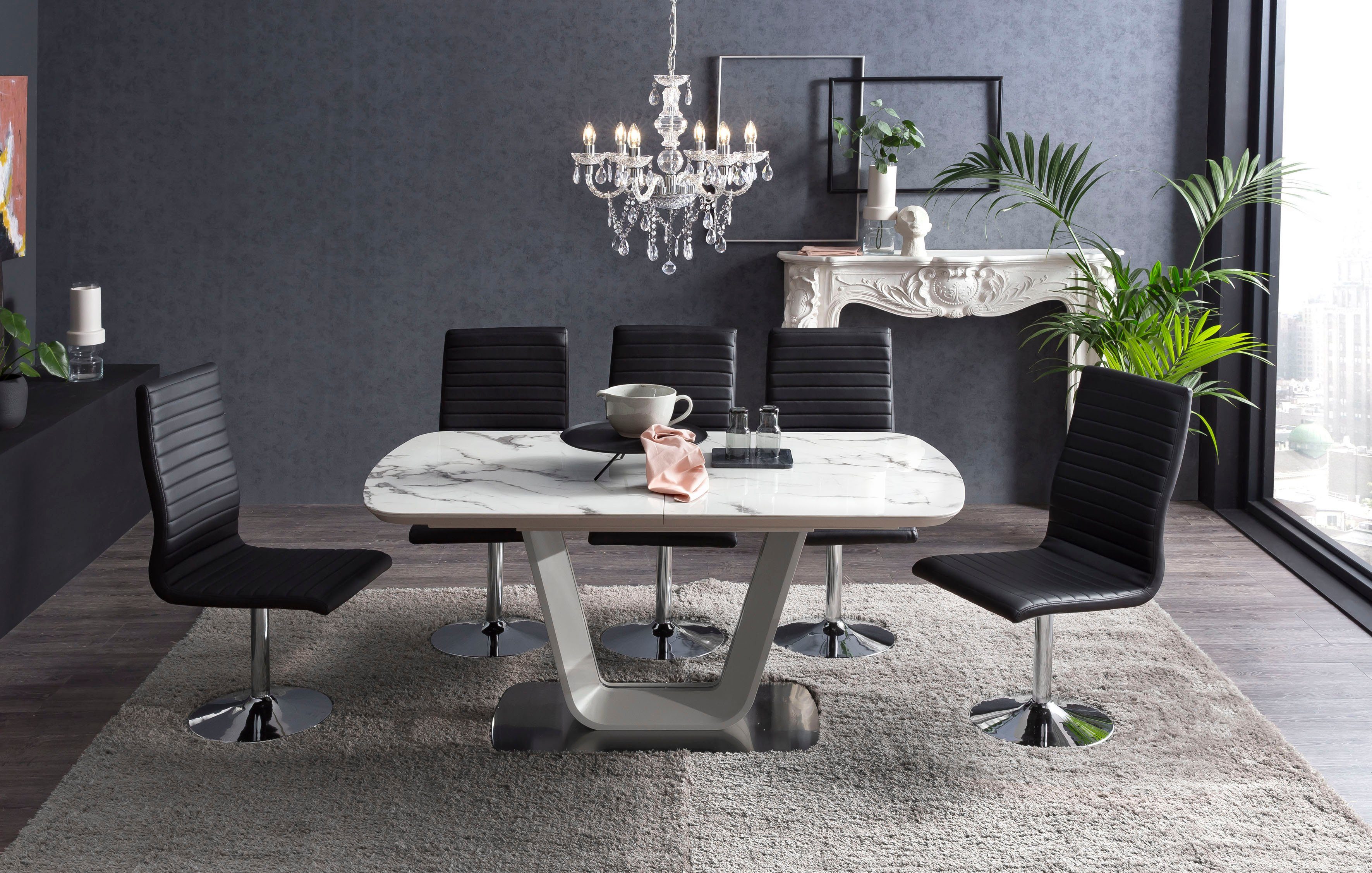 SalesFever Eettafel Glazen tafel uittrekbaar