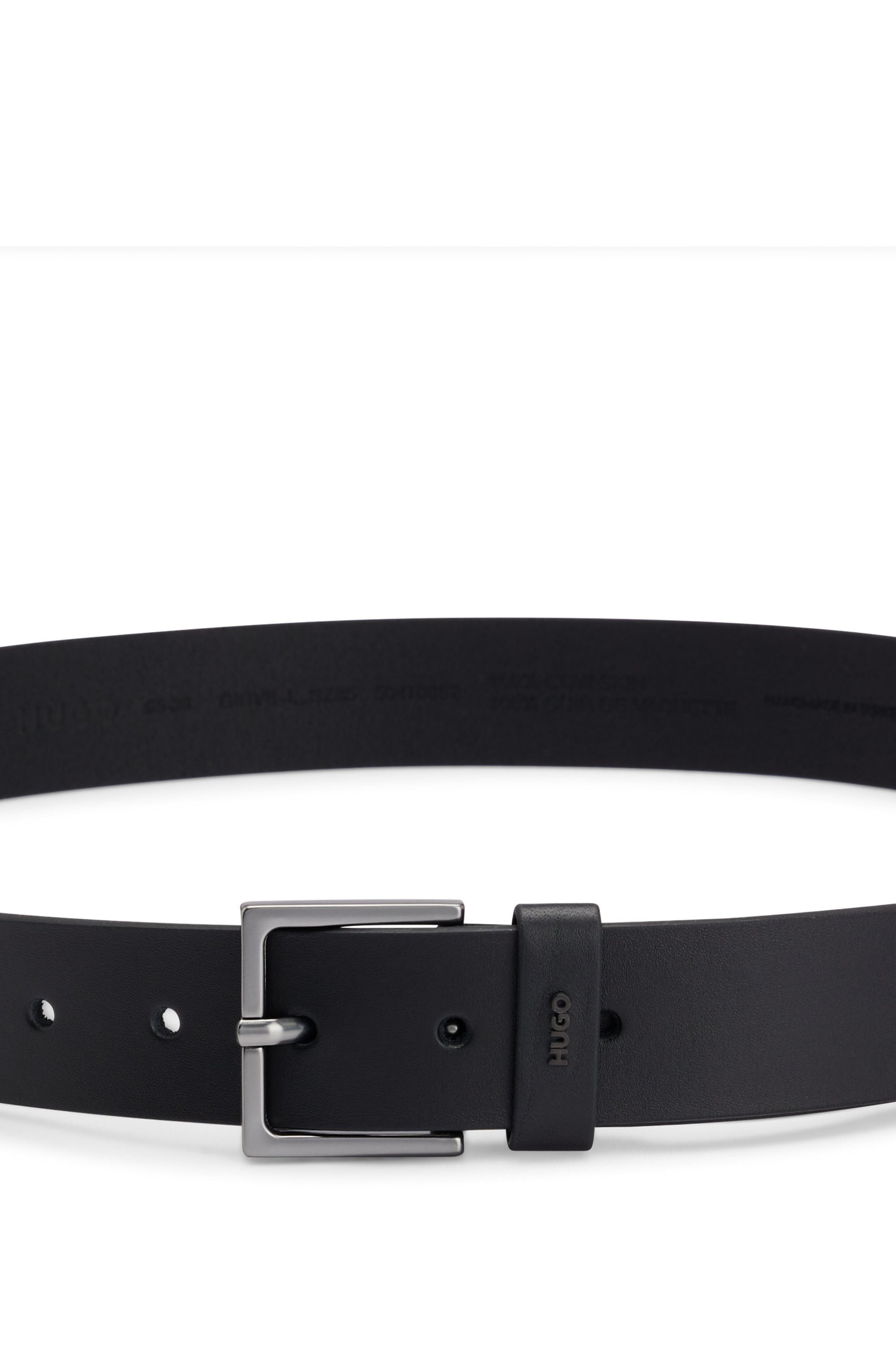 HUGO Leren riem GIOVE Metall-logo op de lus
