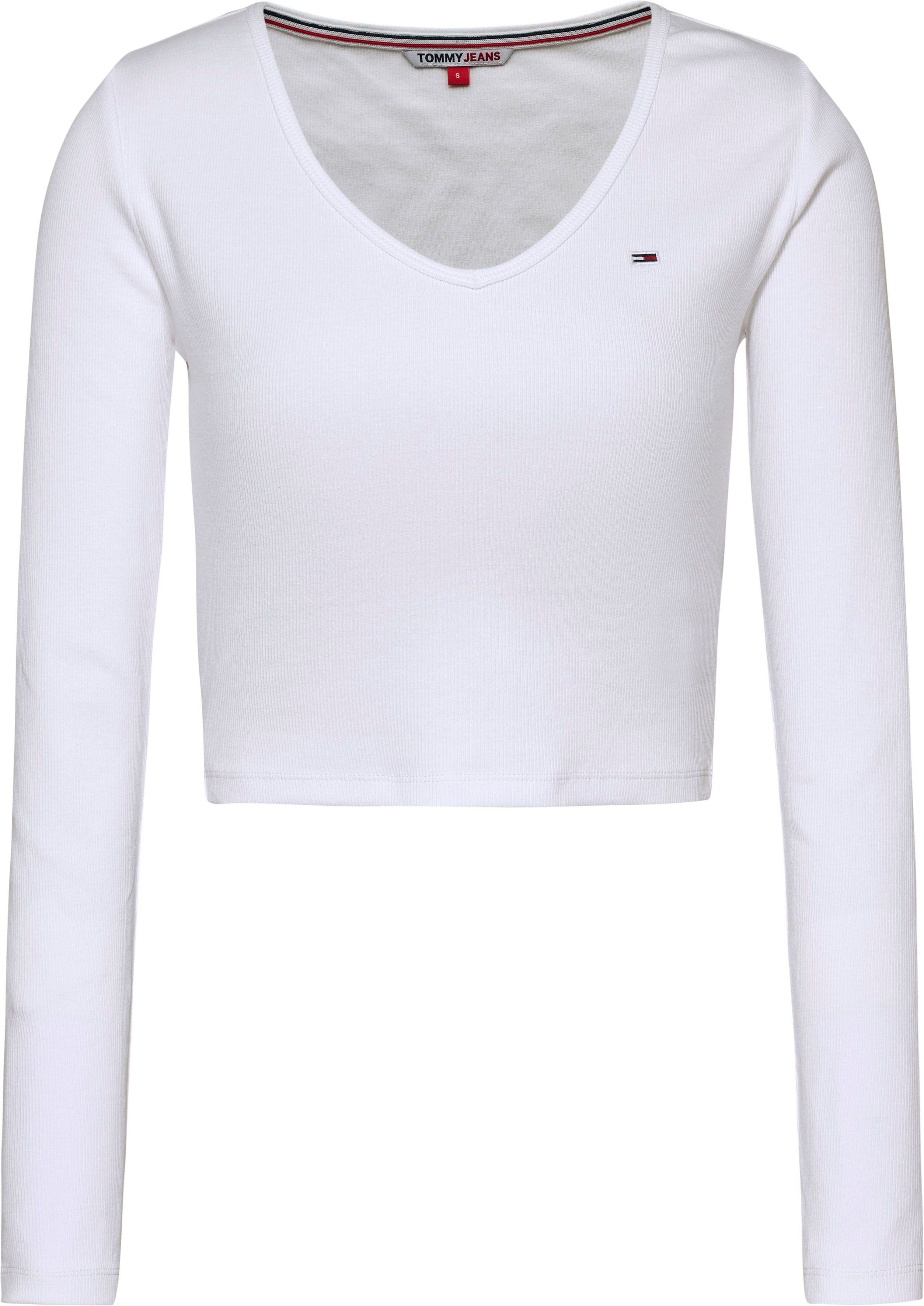 TOMMY JEANS Shirt met lange mouwen TJW BBY CRP ESSENTIAL RIB V LS met geborduurd tommy jeans merklabel