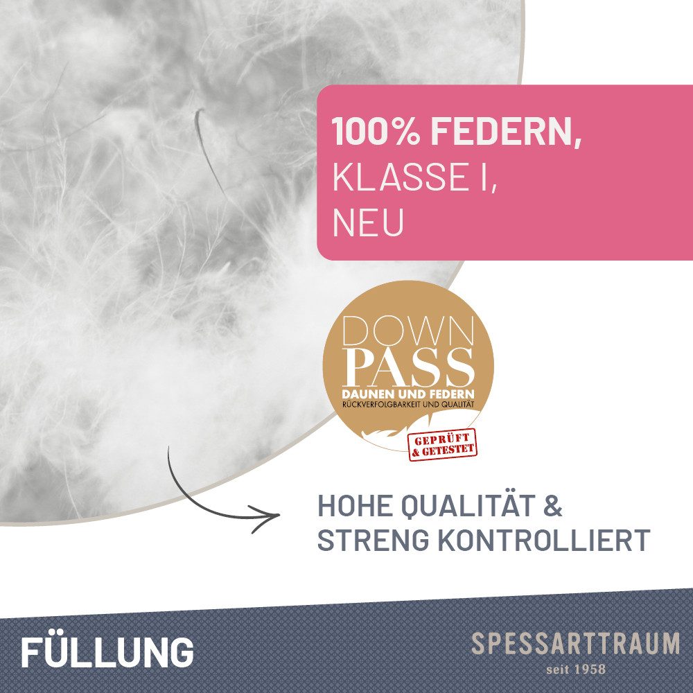 SPESSARTTRAUM Veren kussen FIRST CLASS, Kopfkissen 1-tlg. oder 2-tlg. 40x80 oder 80x80 cm Hoofdkussen in verschillende maten verkrijgbaar, in set goedkoper
