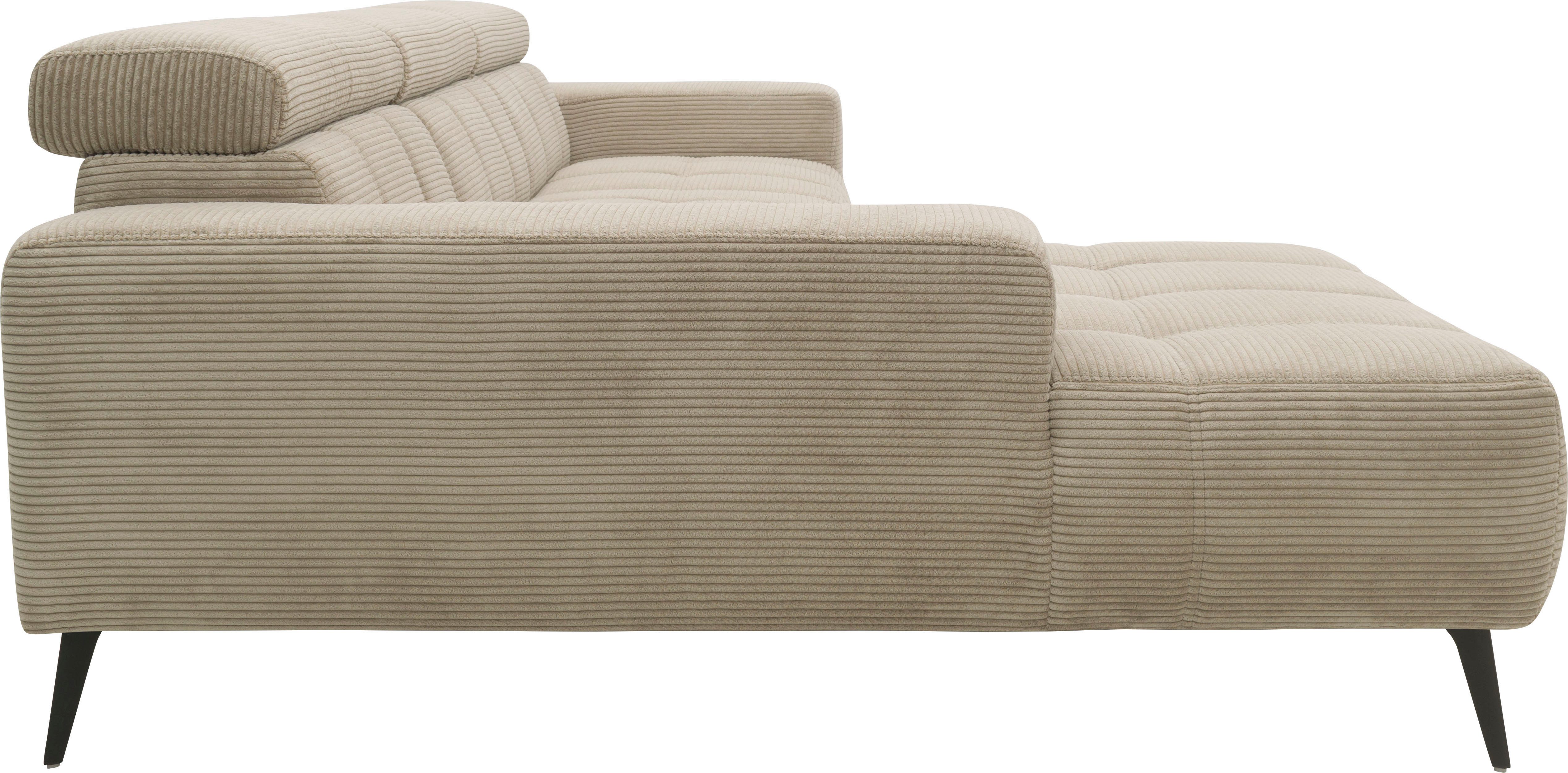 DOMO collection Hoekbank Trento L-vorm, met sledevoet of enkele voet naar keuze met verstelbare hoofdsteun, récamier links/rechts bestelbaar