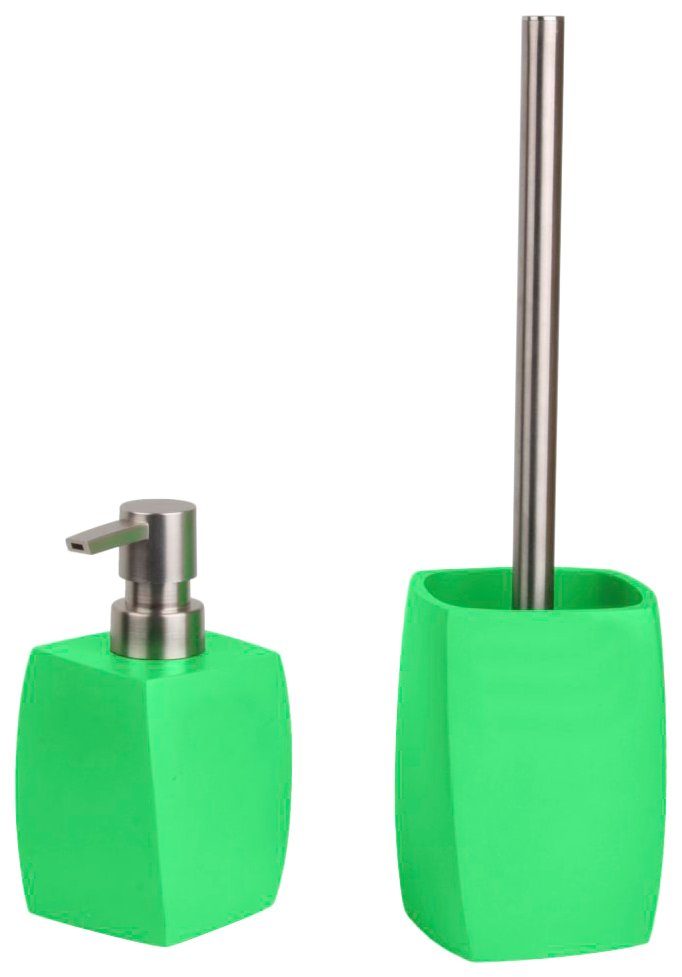 Sanilo Set badkameraccessoires Wave Green bestaand uit zeepdispenser en toiletborstel, mat (combi-set, 2-delig) badkameraccessoires groen