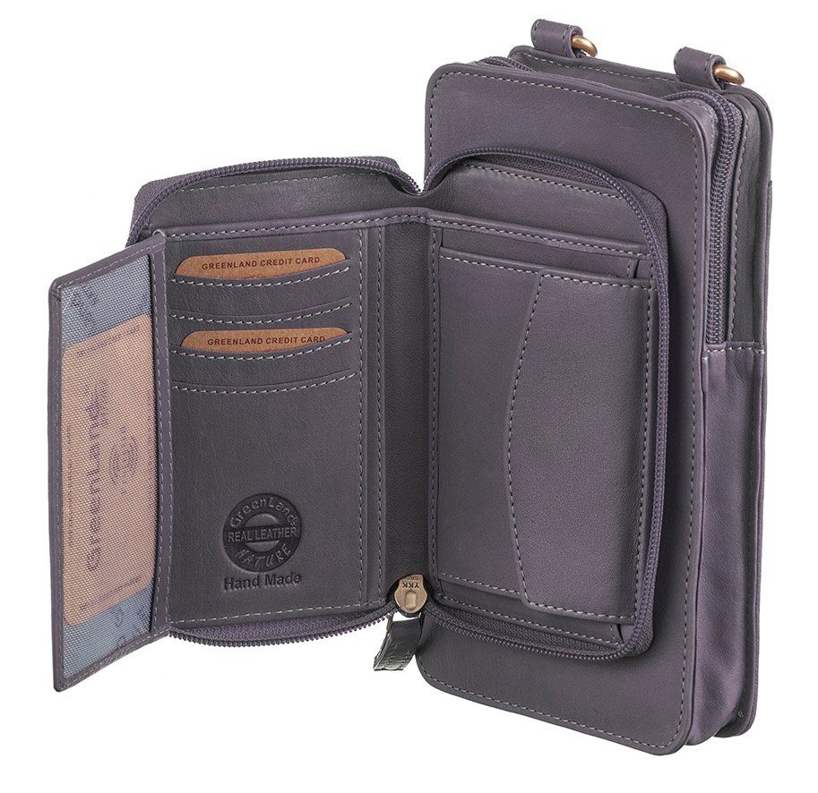GreenLand Nature Gsm-tasje NATURE Soft met opgestikte portemonnee en rfid-bescherming