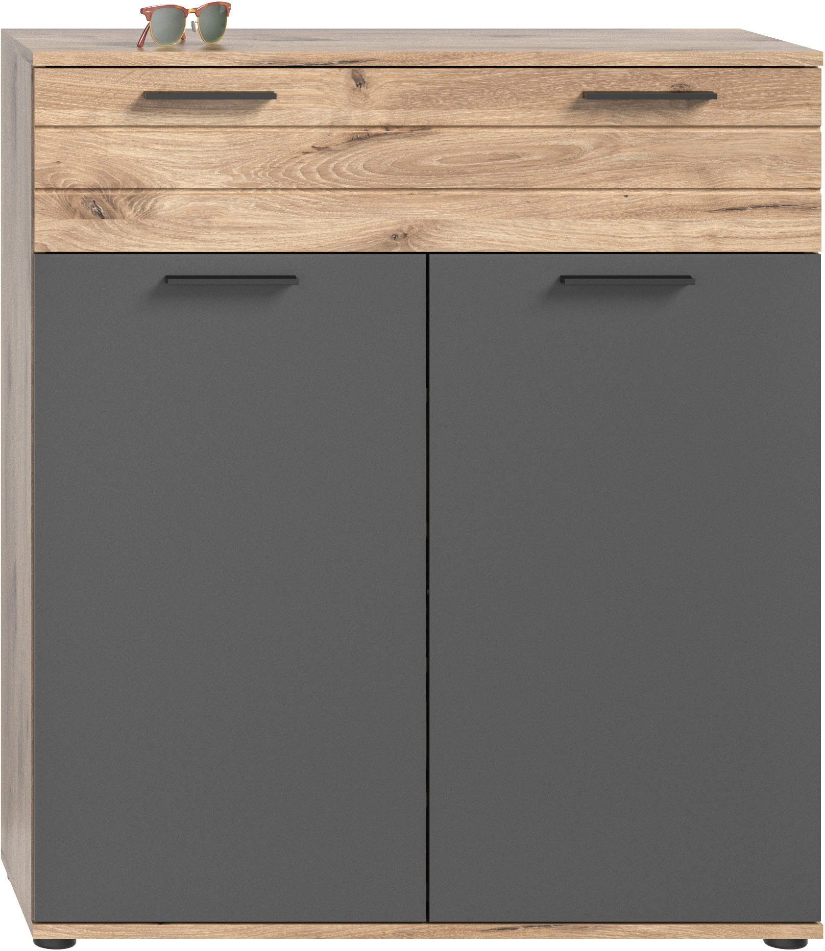 INOSIGN Schoenenkast Riga, Breedte 90 cm, 2 Deuren, 1 Lade, 4 Planken, 5 Vakken hoogwaardige groeffrezen, met softclose, commode, dressoir, kast