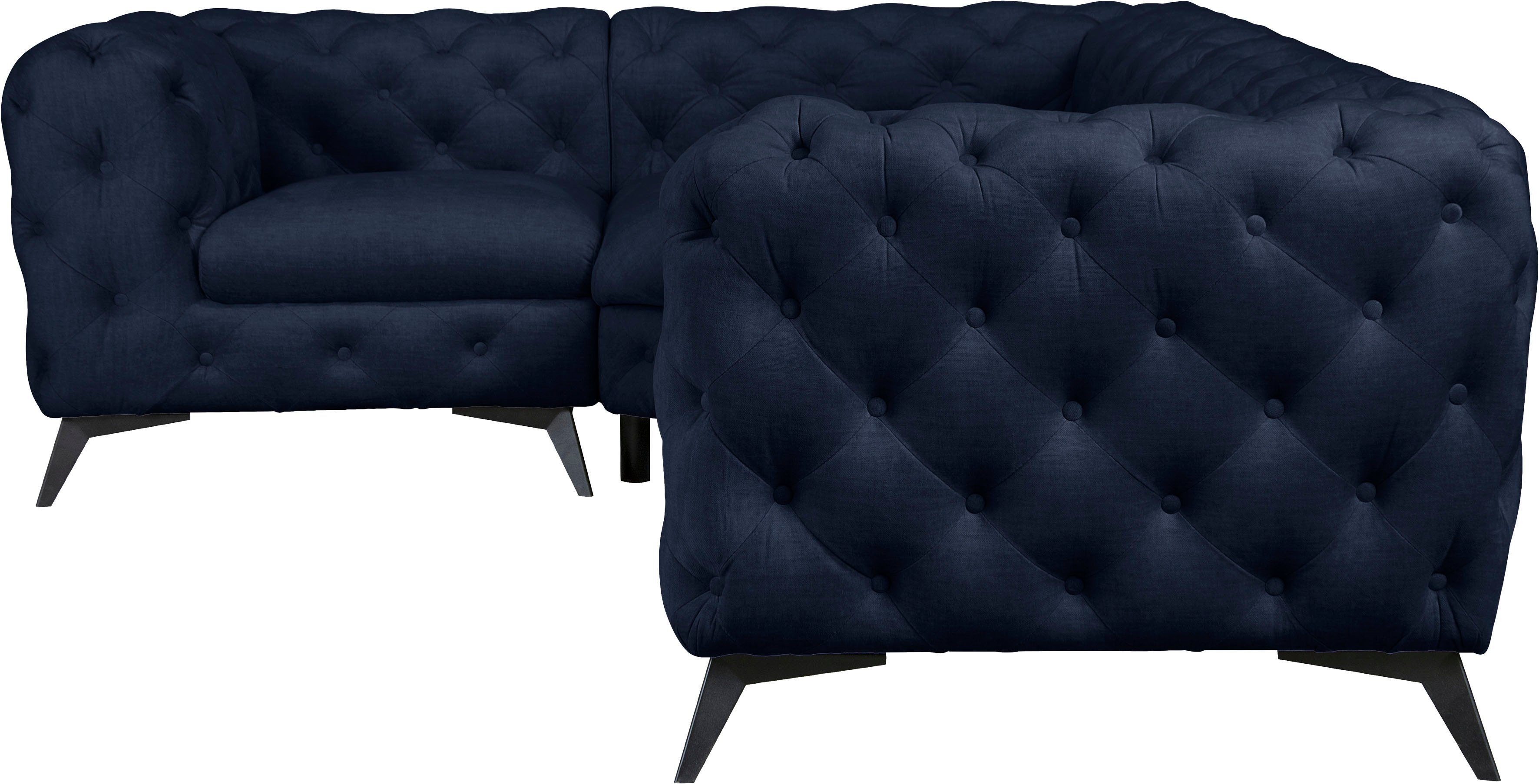 Leonique Chesterfield-bank Glynis L-vorm luxueuze capitonnage, moderne chesterfield look, kleur van de poten ter keuze