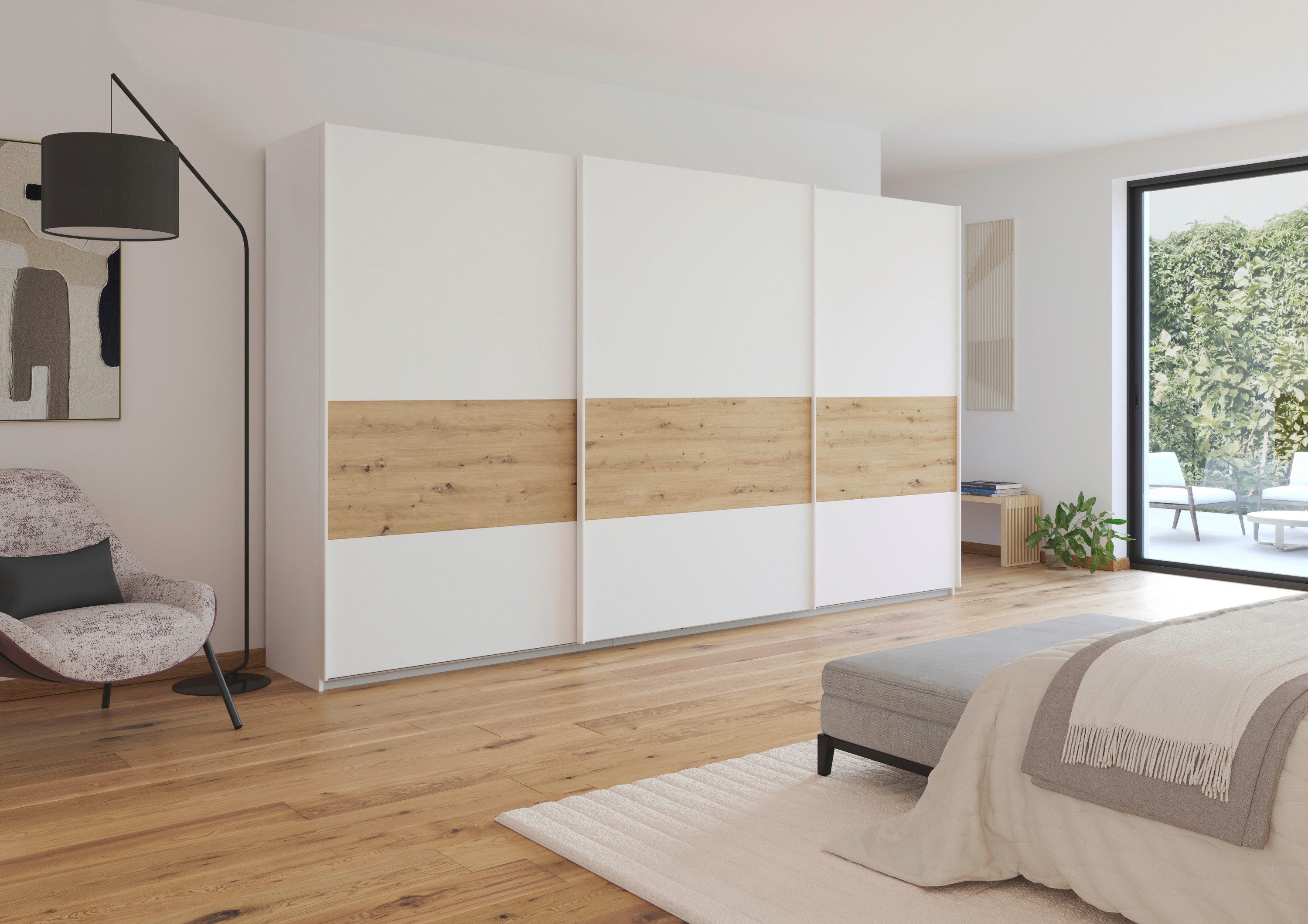 rauch Schuifdeurkast Kledingkast Kast Garderobe CORTONA inclusief indeling, 2 stoffen dozen en extra planken