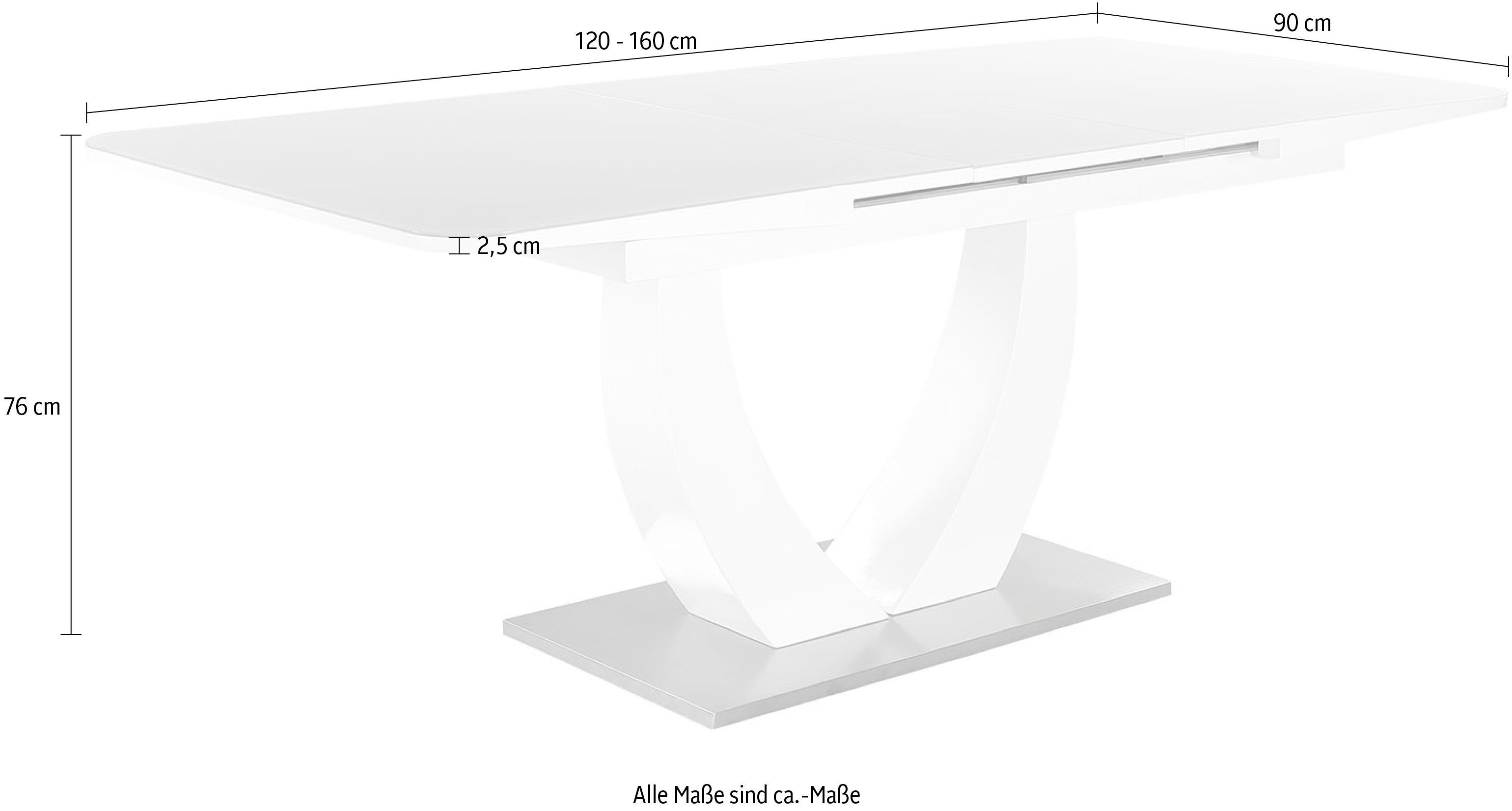 Jockenhöfer Gruppe Eettafel Ulm Hoogglans, met gesynchroniseerde lades, breedte 160-200 cm