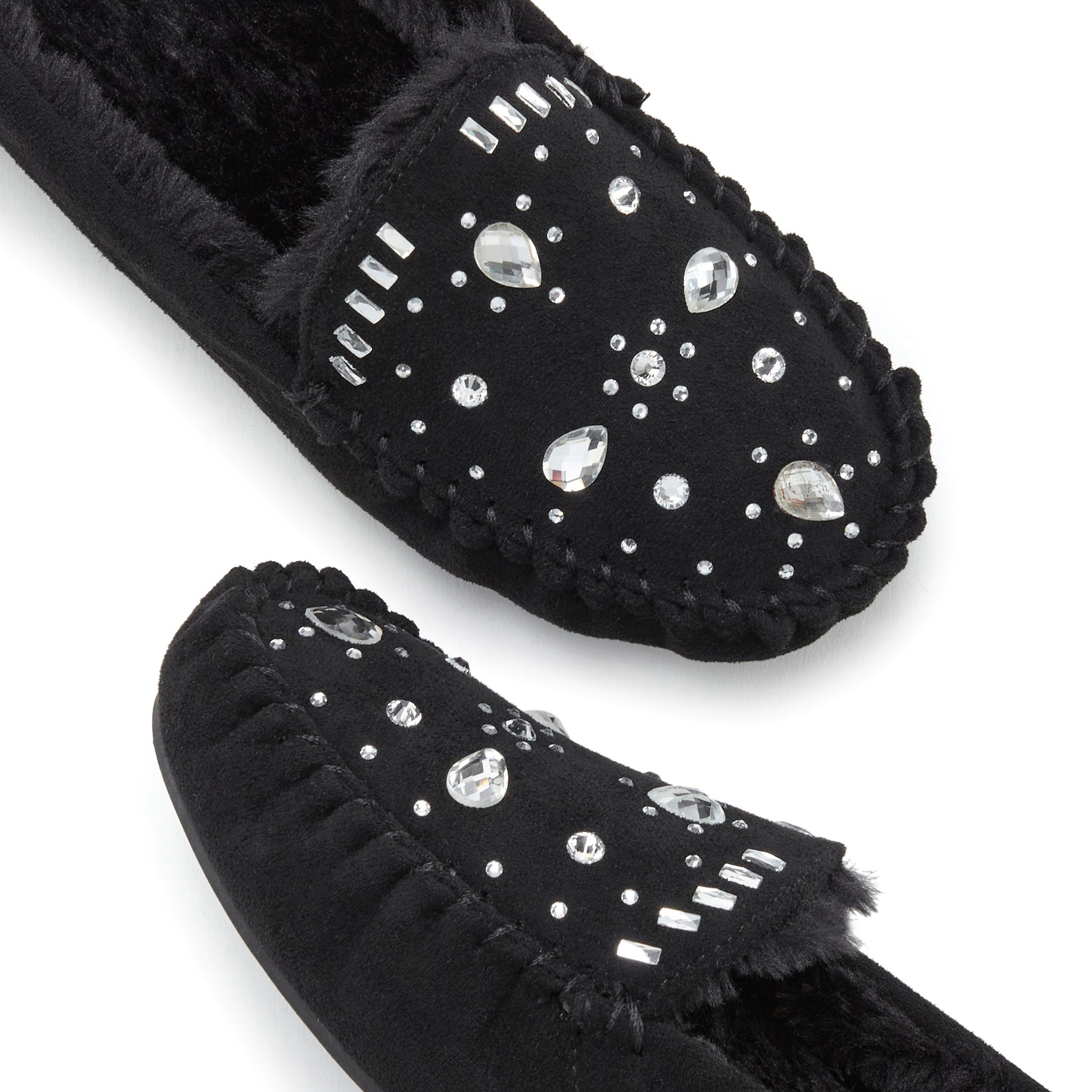 Vivance Pantoffels Pantolette, pantoffel, ballerina met siersteentjes VEGAN
