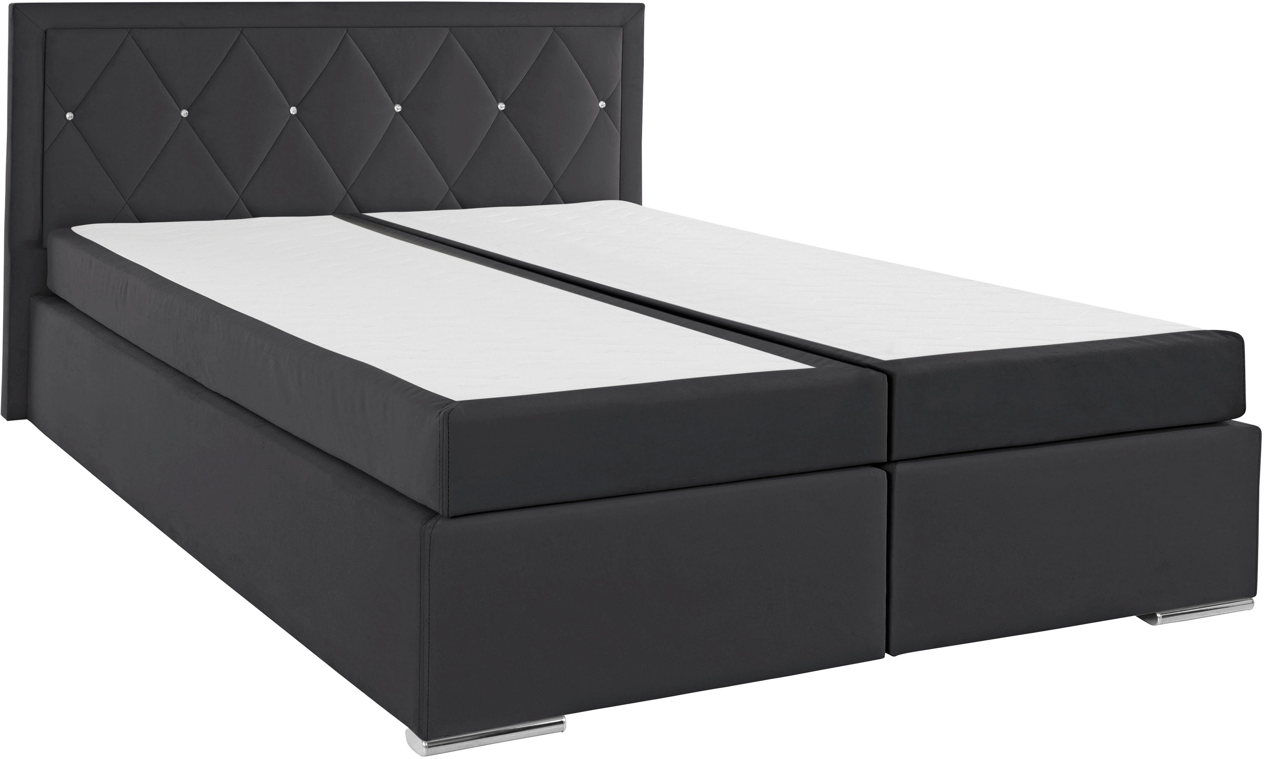 Leonique Boxspring Alfie, bestseller, optioneel met bedlade met strassteentjes in het hoofdbord, h2, h3 en h4 ter keuze