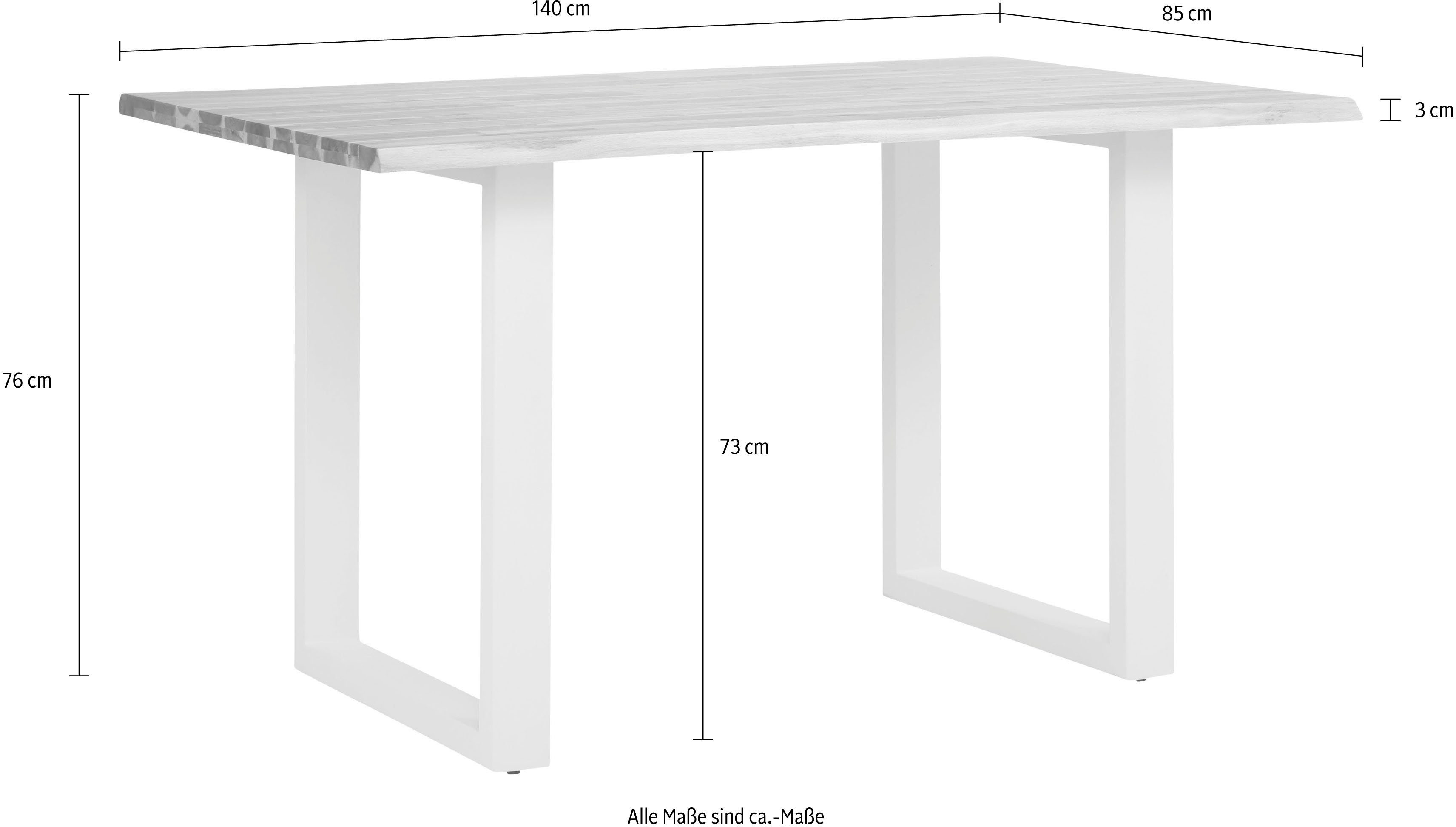 Home affaire Eettafel Melody Acaciahout, met metalen voetframe breedte 140 cm
