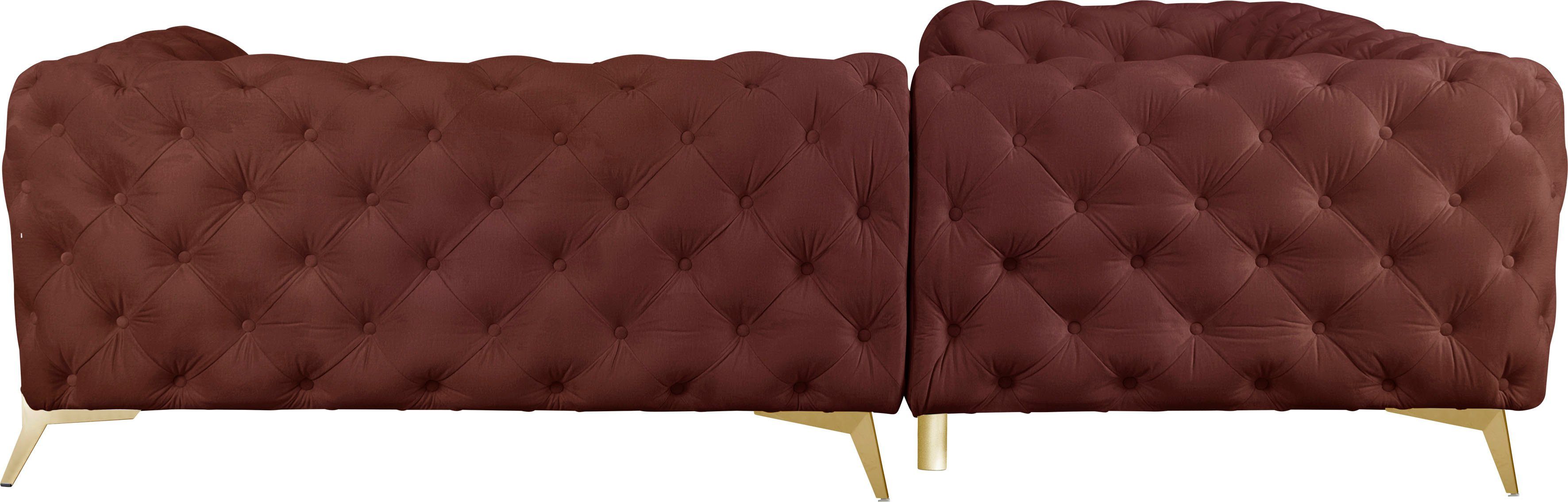 Leonique Chesterfield-bank Amaury L-vorm moderne chersterfield-look, breedte 262 cm, kleur van de poten ter keuze